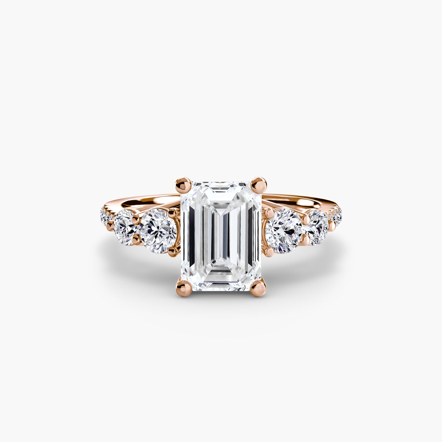 The "Emily" Five Stone Ring with Pavé Band