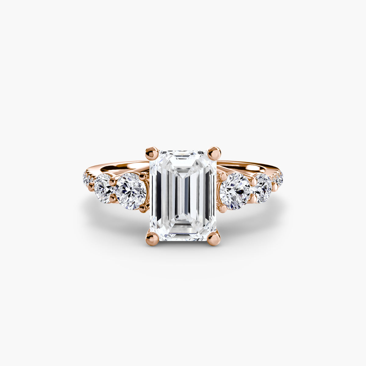 The "Emily" Five Stone Ring with Pavé Band