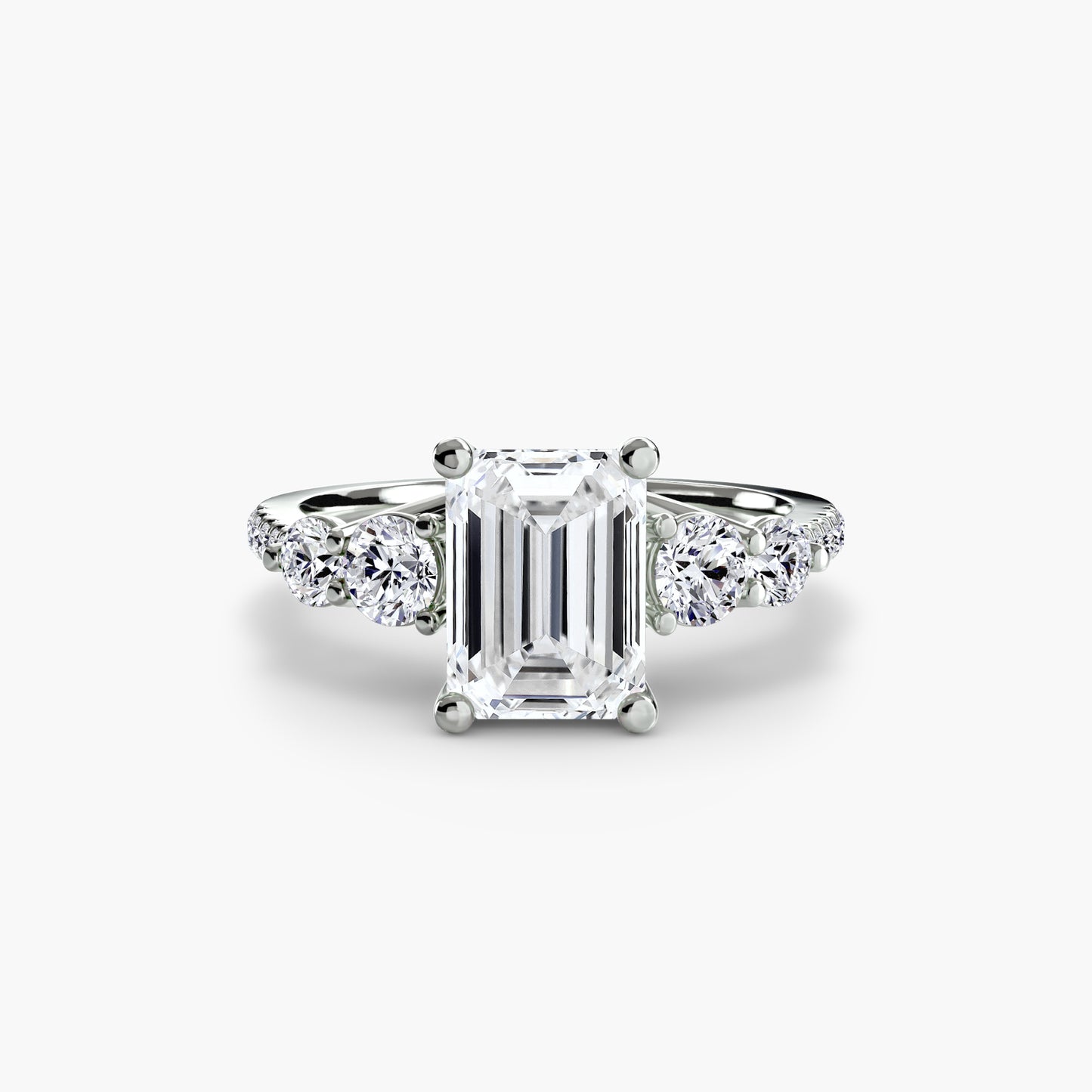 The "Emily" Five Stone Ring with Pavé Band