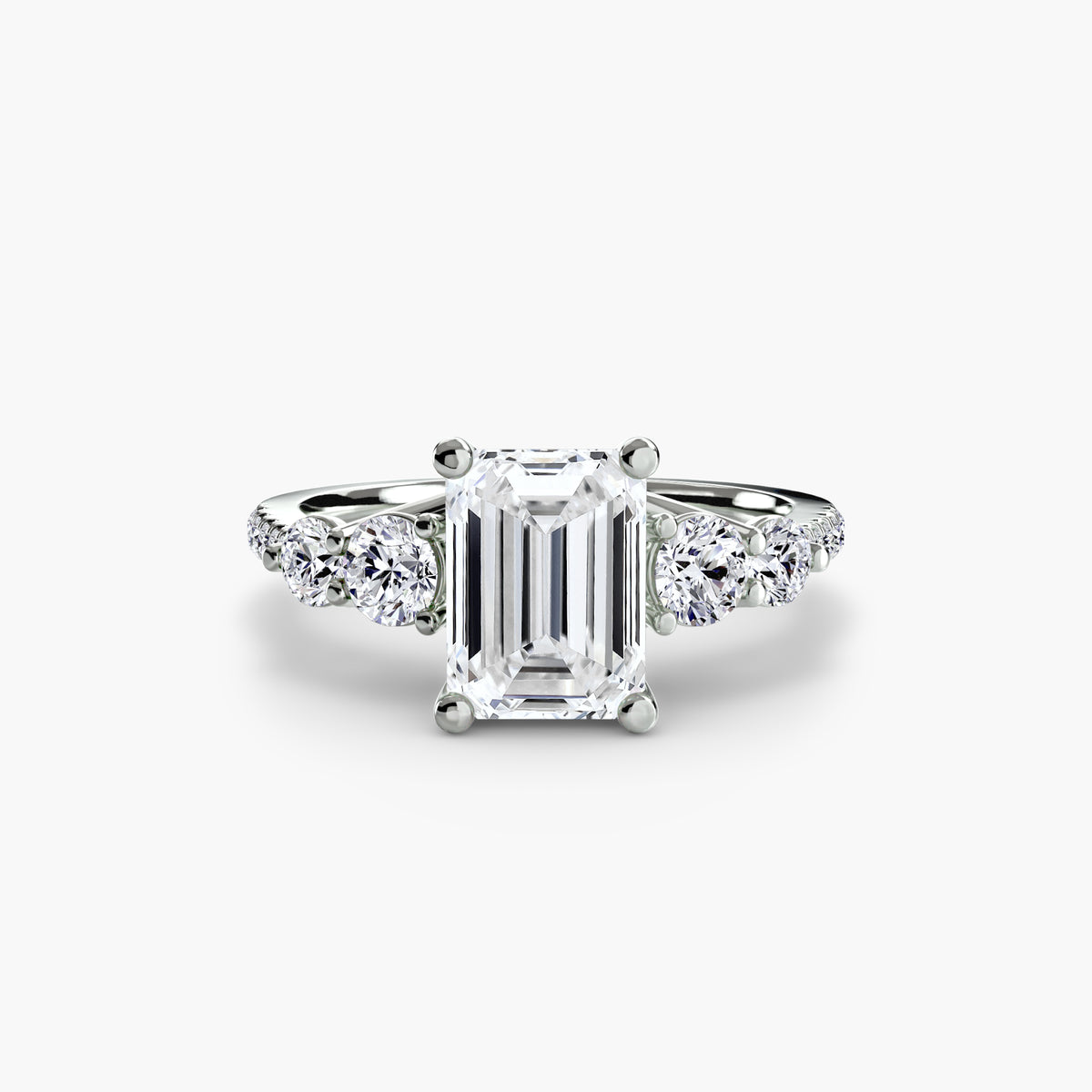 The "Emily" Five Stone Ring with Pavé Band