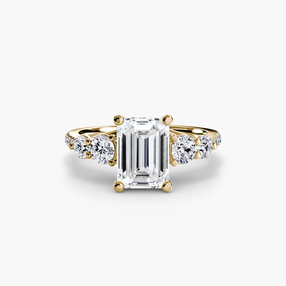 The "Emily" Five Stone Ring with Pavé Band