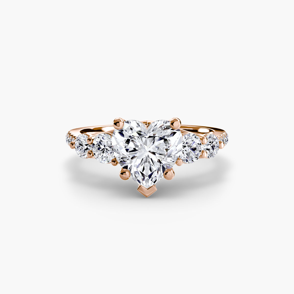 The "Emily" Five Stone Ring with Pavé Band