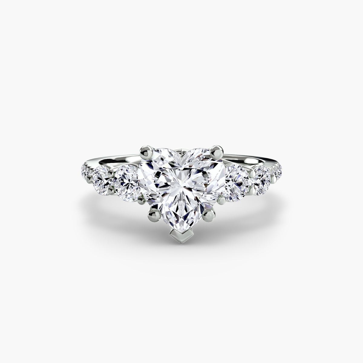 The "Emily" Five Stone Ring with Pavé Band
