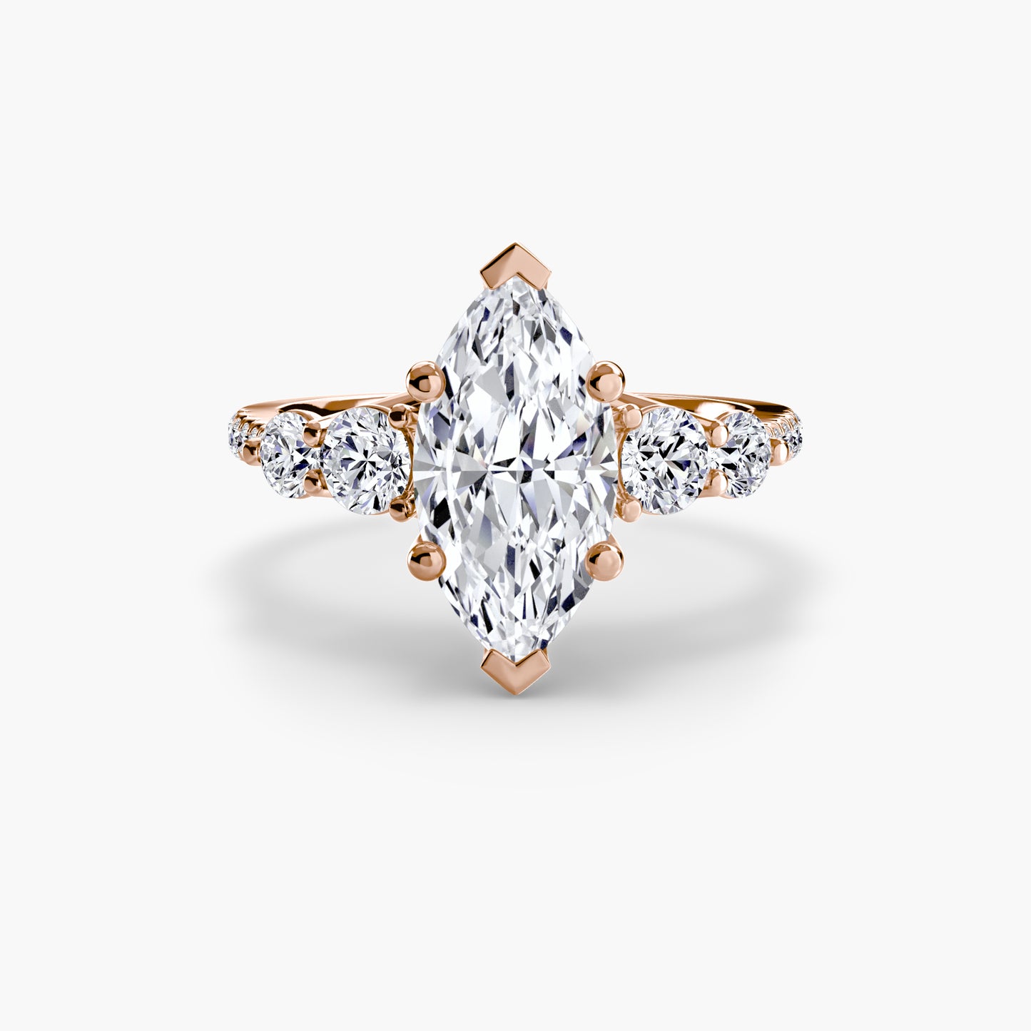 The "Emily" Five Stone Ring with Pavé Band