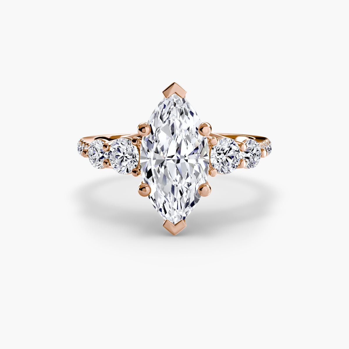 The "Emily" Five Stone Ring with Pavé Band
