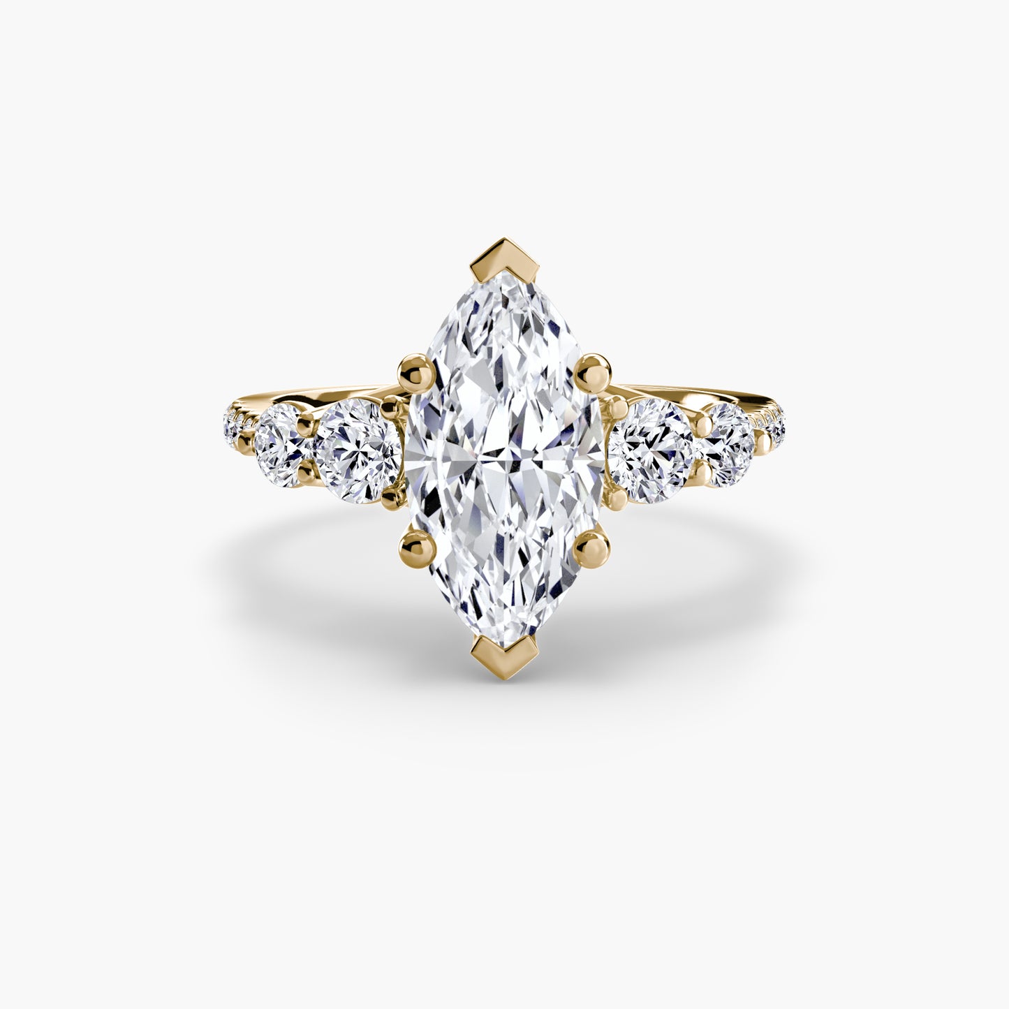 The "Emily" Five Stone Ring with Pavé Band