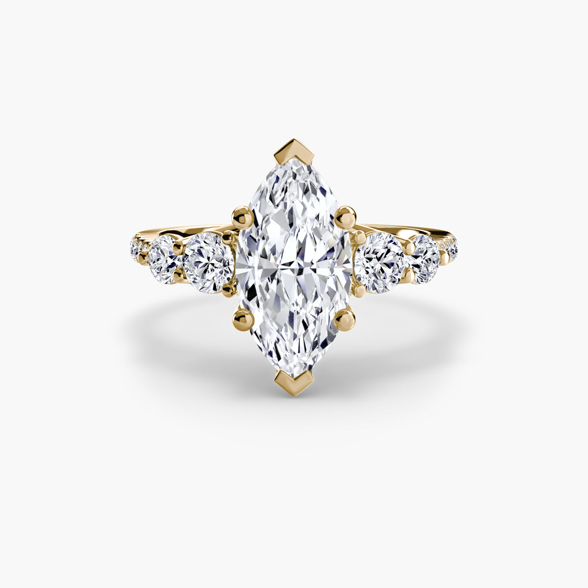 The "Emily" Five Stone Ring with Pavé Band