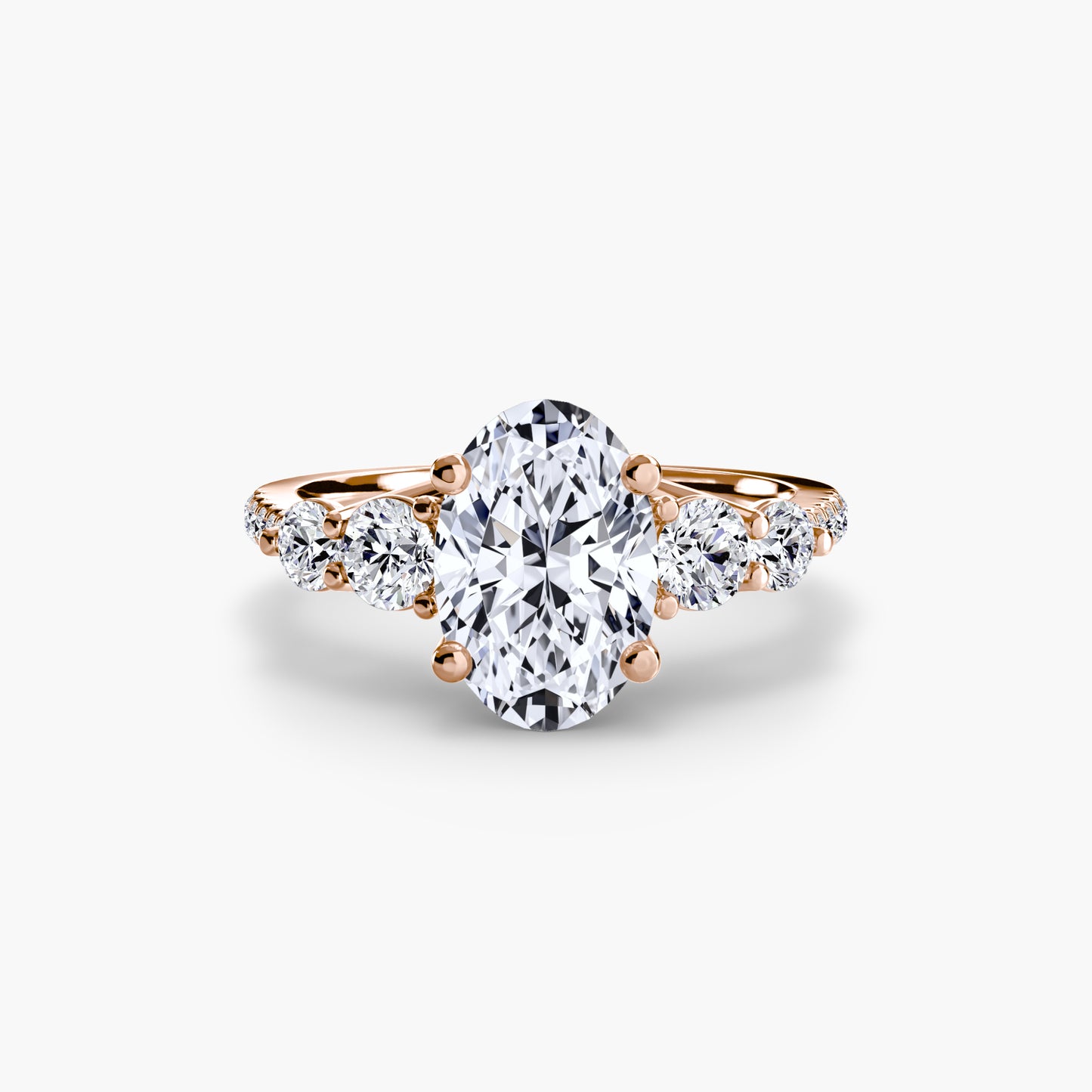 The "Emily" Five Stone Ring with Pavé Band