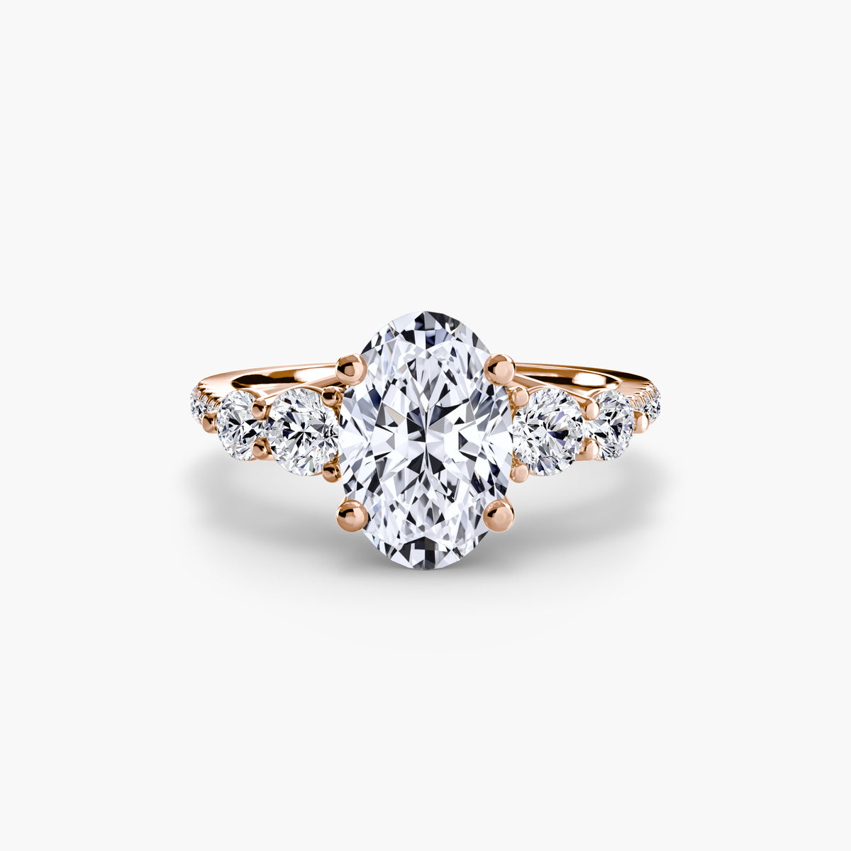 The "Emily" Five Stone Ring with Pavé Band