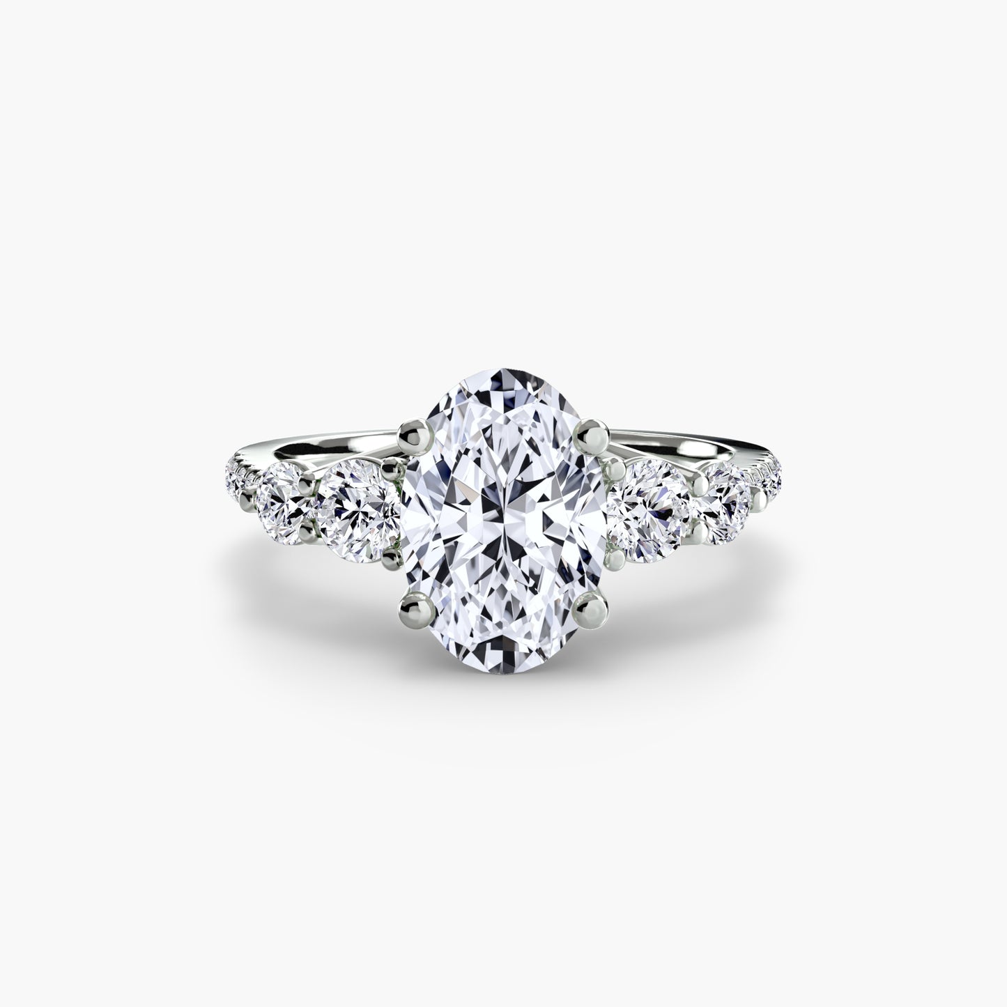 The "Emily" Five Stone Ring with Pavé Band