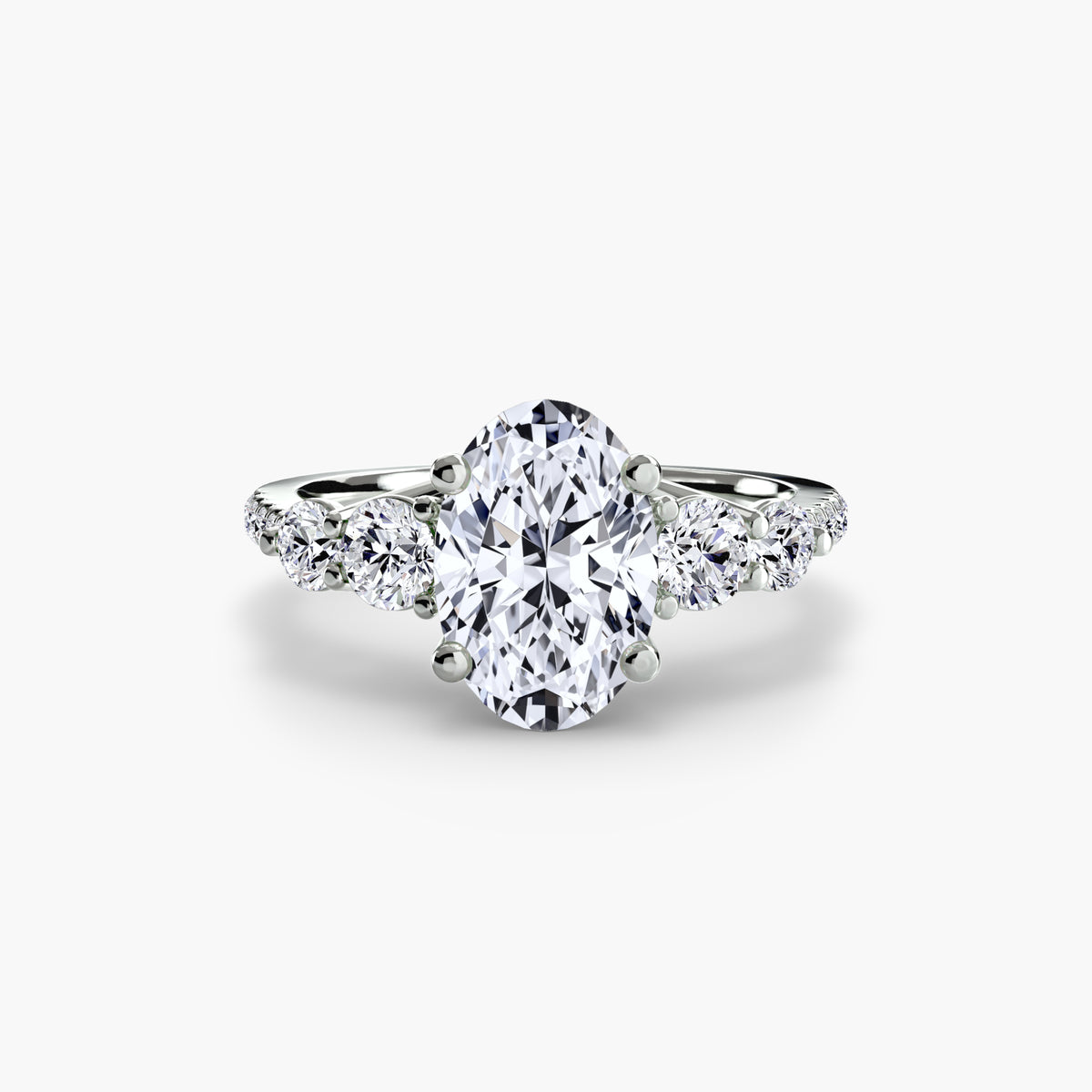 The "Emily" Five Stone Ring with Pavé Band