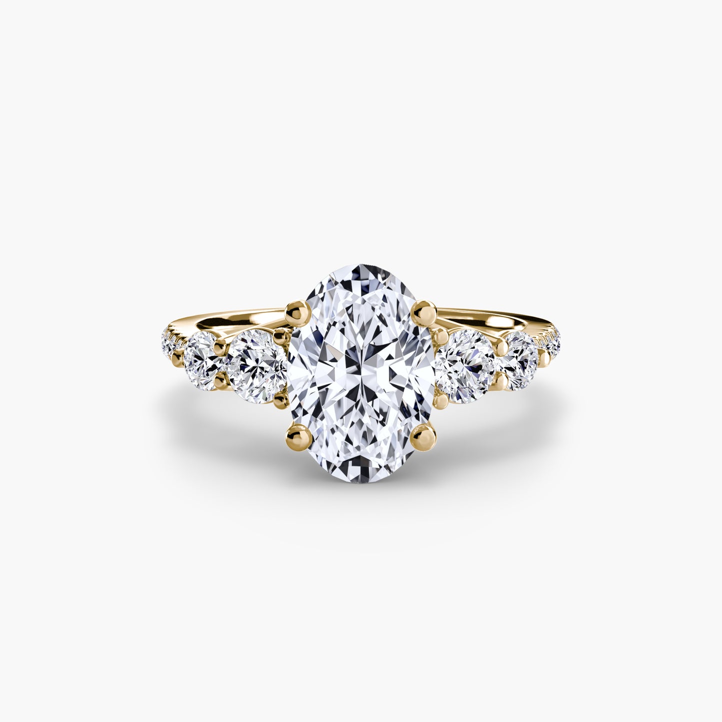 The "Emily" Five Stone Ring with Pavé Band