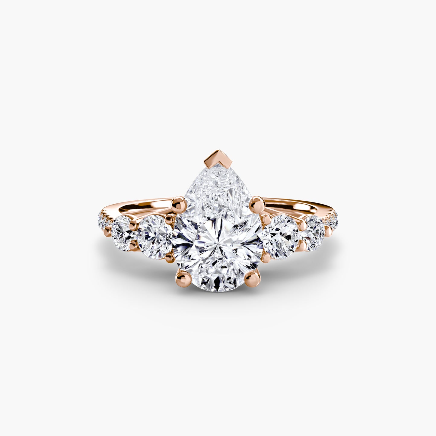 The "Emily" Five Stone Ring with Pavé Band