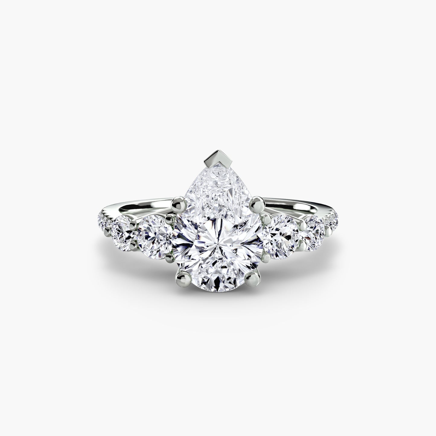The "Emily" Five Stone Ring with Pavé Band