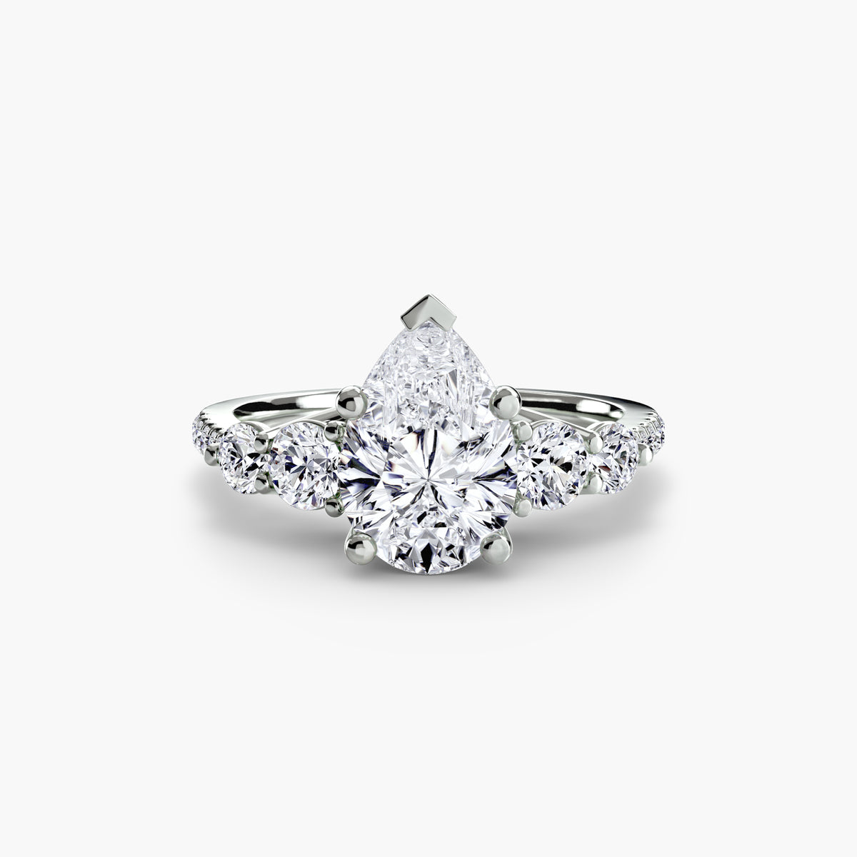 The "Emily" Five Stone Ring with Pavé Band