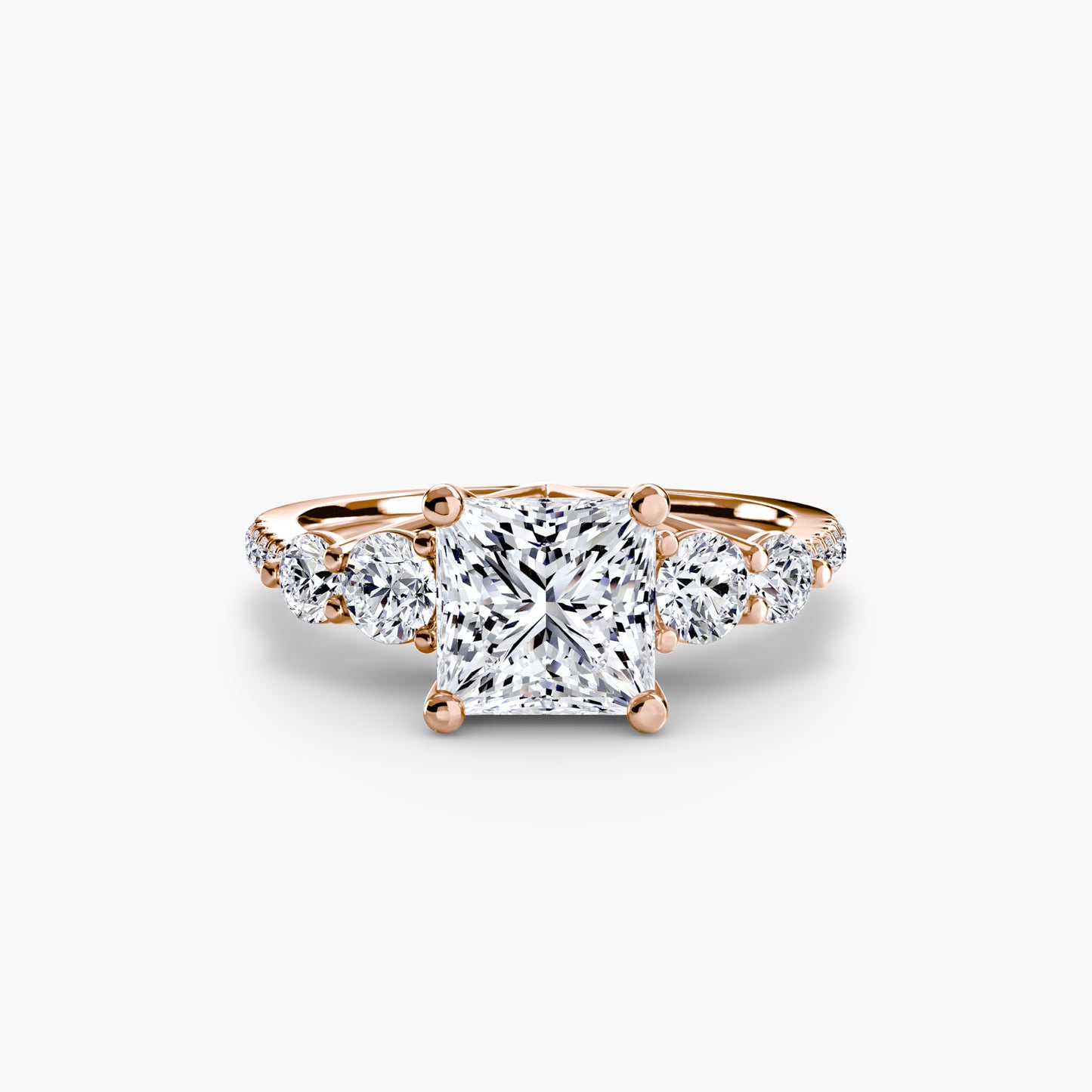 The "Emily" Five Stone Ring with Pavé Band