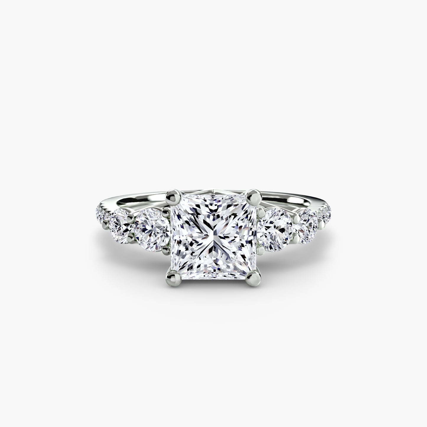 The "Emily" Five Stone Ring with Pavé Band