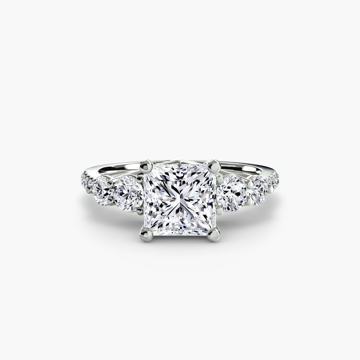 The "Emily" Five Stone Ring with Pavé Band