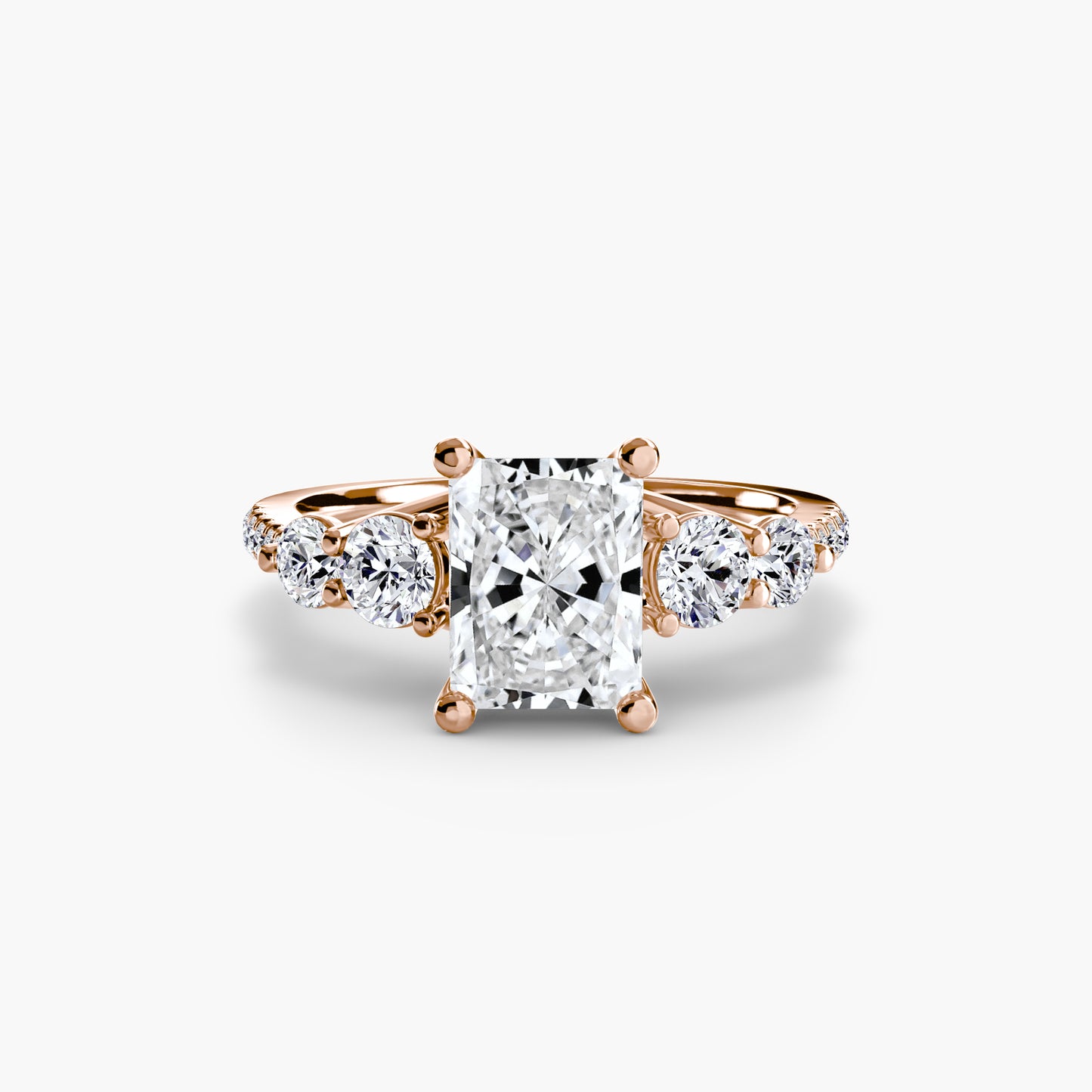 The "Emily" Five Stone Ring with Pavé Band