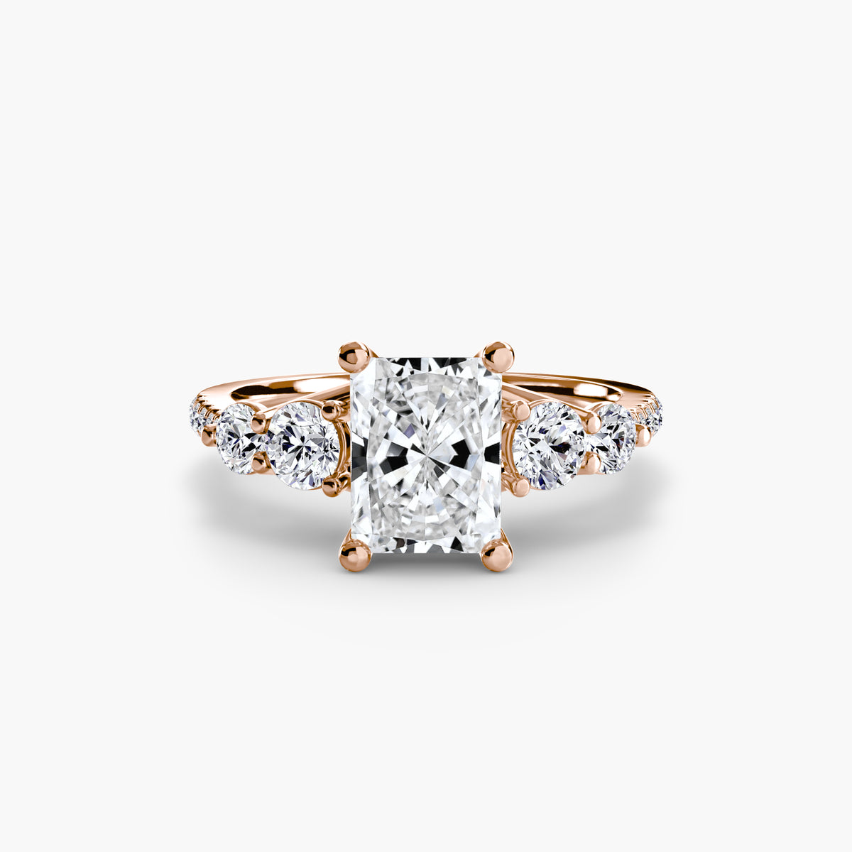The "Emily" Five Stone Ring with Pavé Band