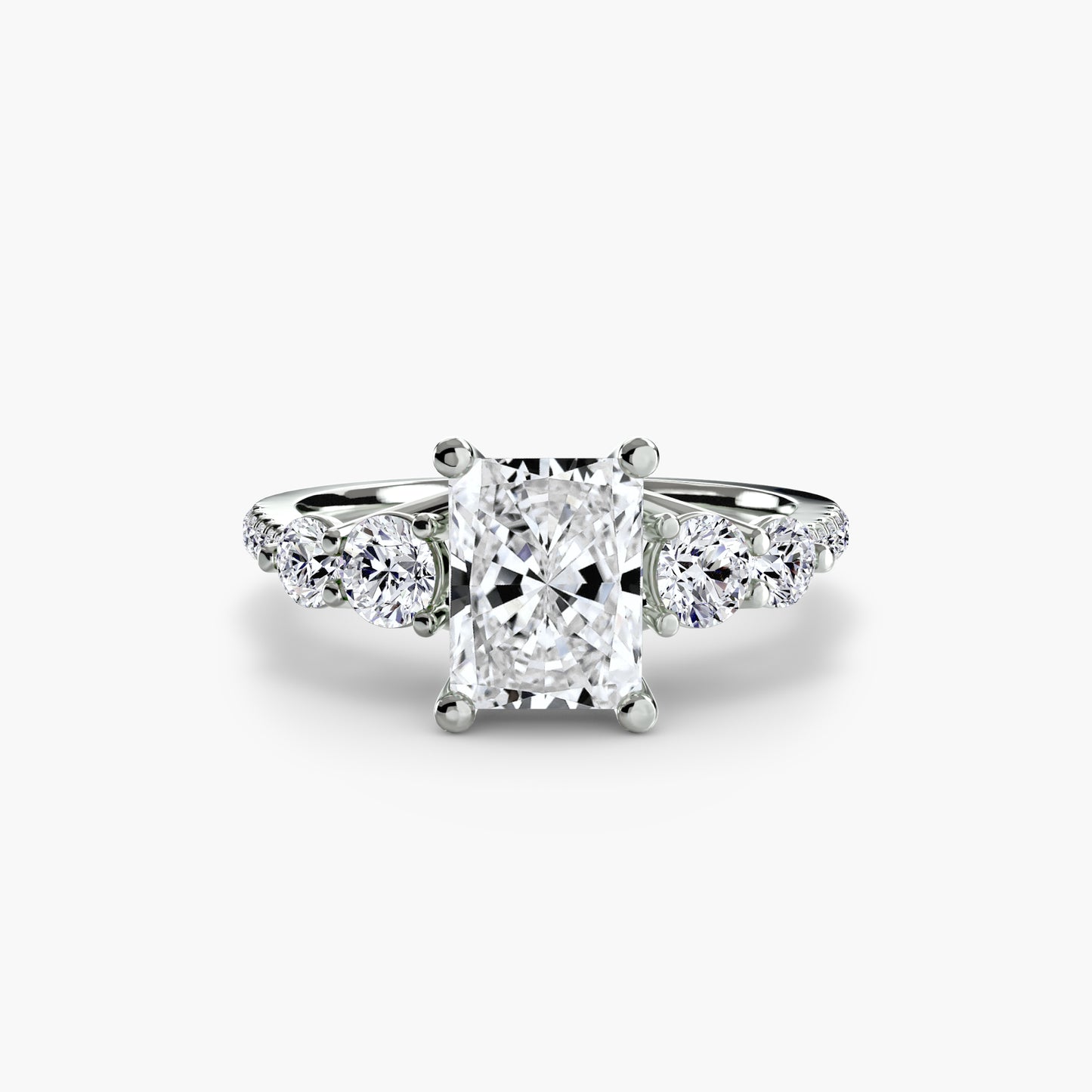 The "Emily" Five Stone Ring with Pavé Band