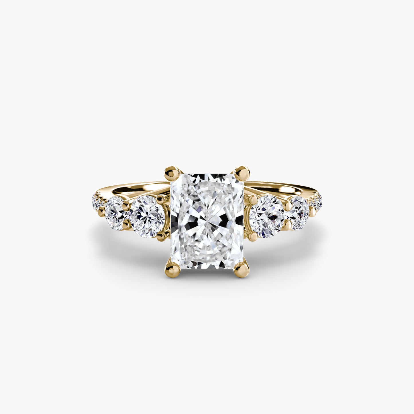 The "Emily" Five Stone Ring with Pavé Band