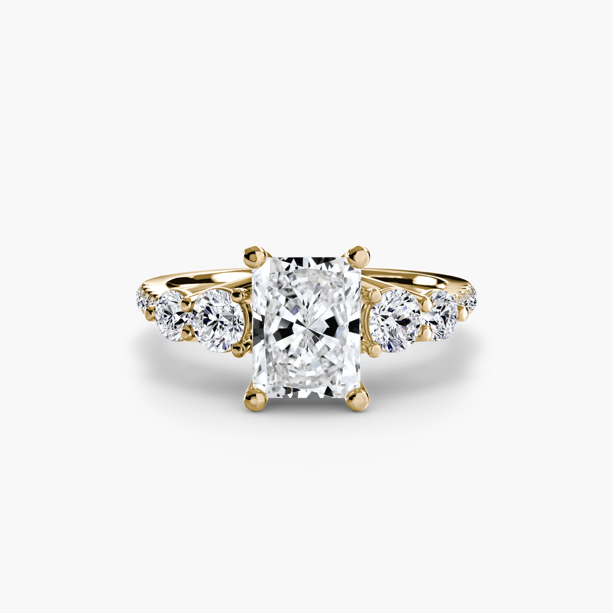 The "Emily" Five Stone Ring with Pavé Band