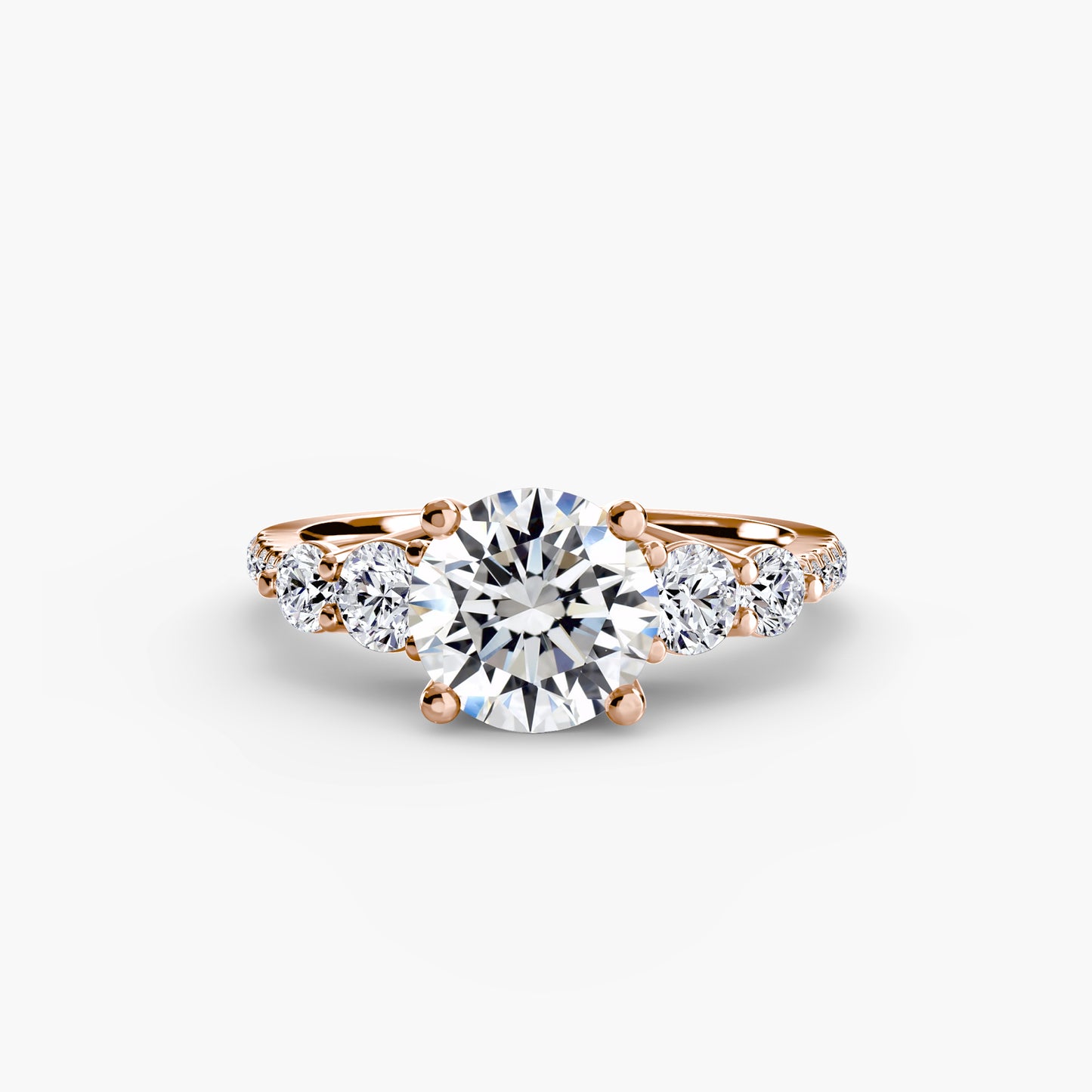 The "Emily" Five Stone Ring with Pavé Band