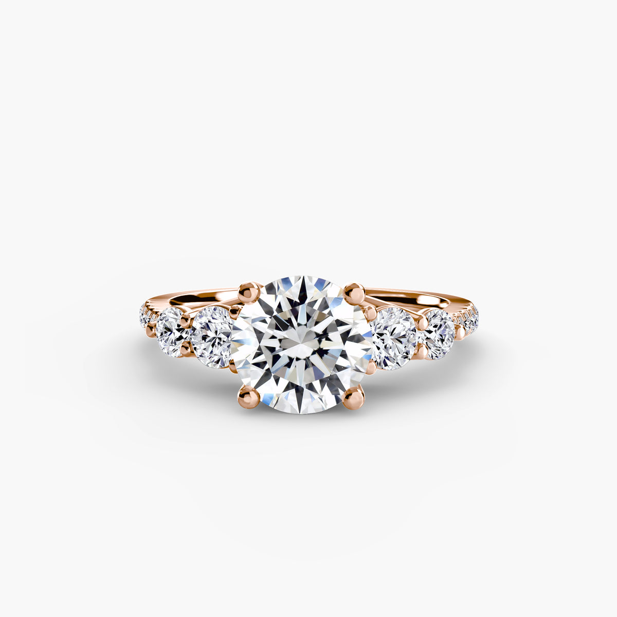 The "Emily" Five Stone Ring with Pavé Band