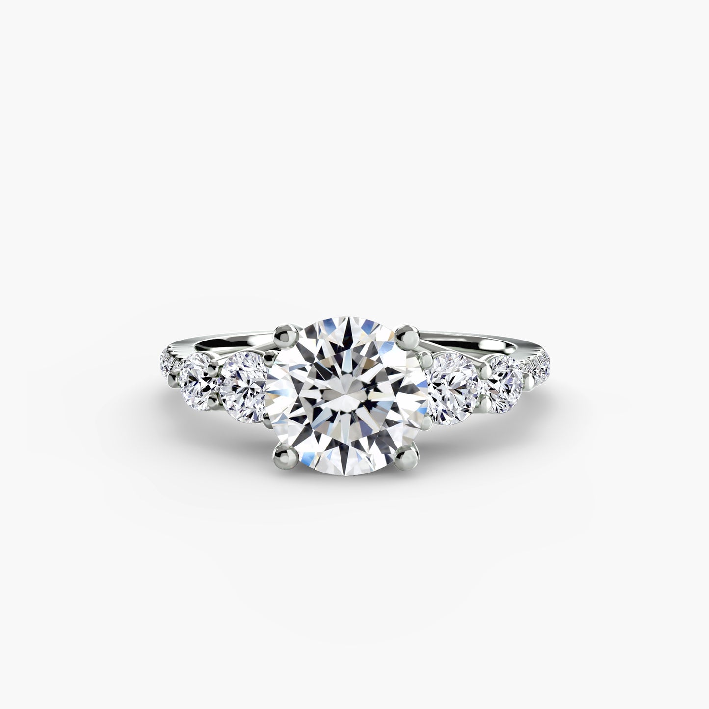 The "Emily" Five Stone Ring with Pavé Band