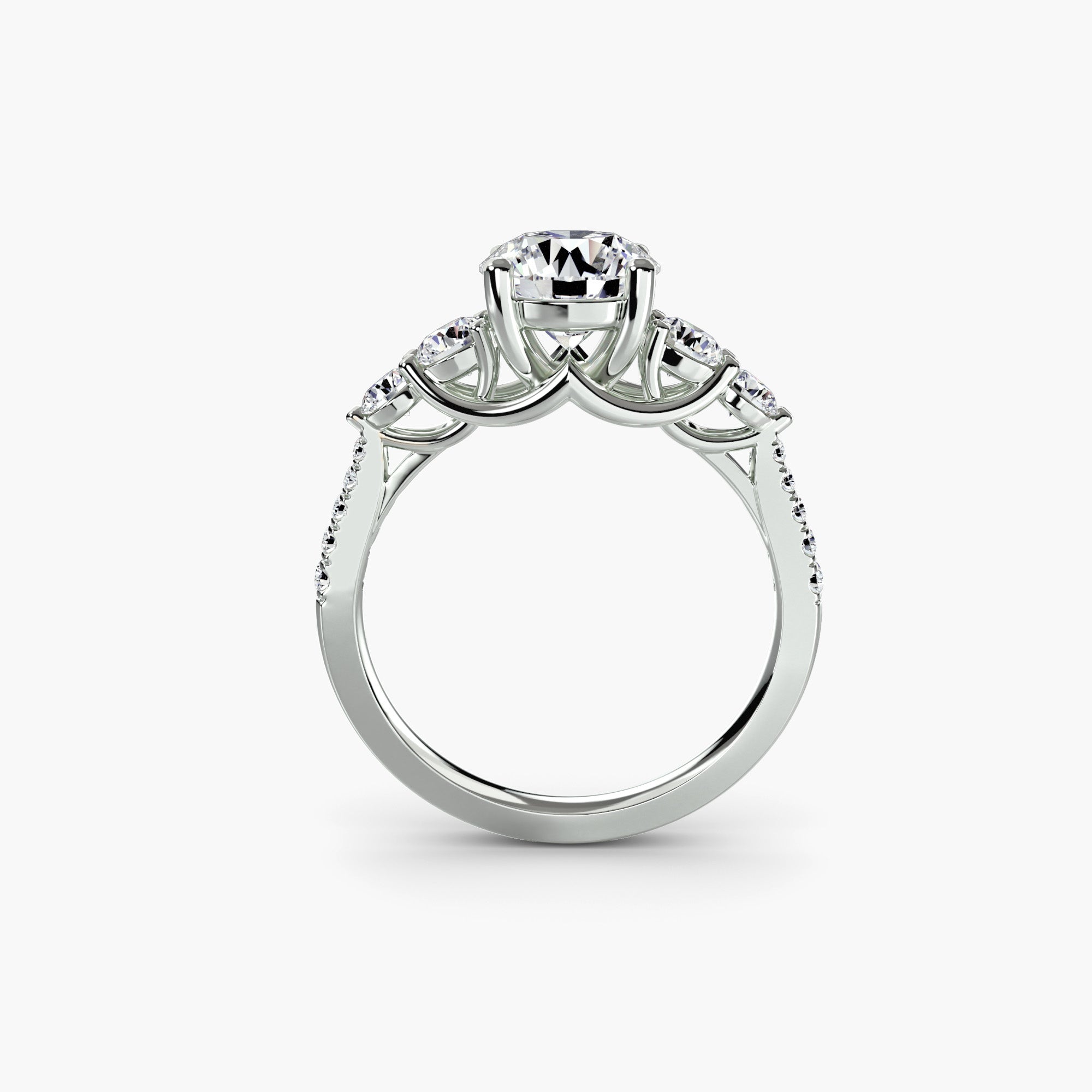 The "Emily" Five Stone Ring with Pavé Band