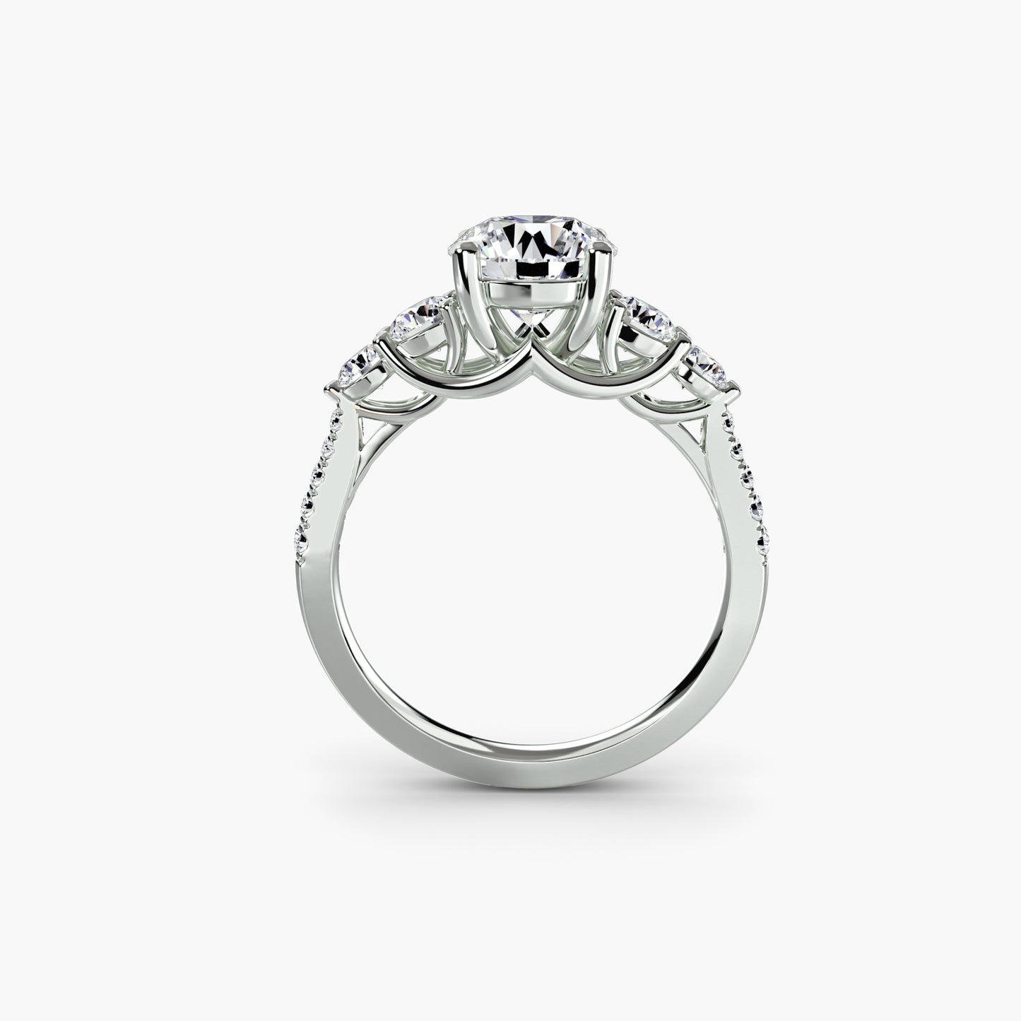 The "Emily" Five Stone Ring with Pavé Band