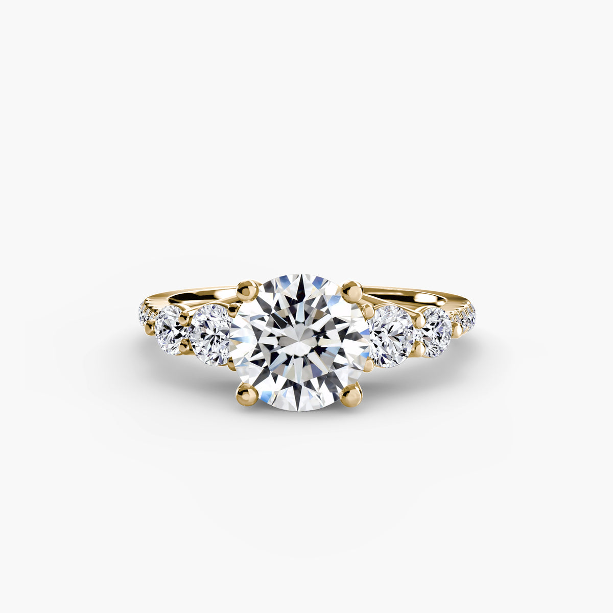 The "Emily" Five Stone Ring with Pavé Band