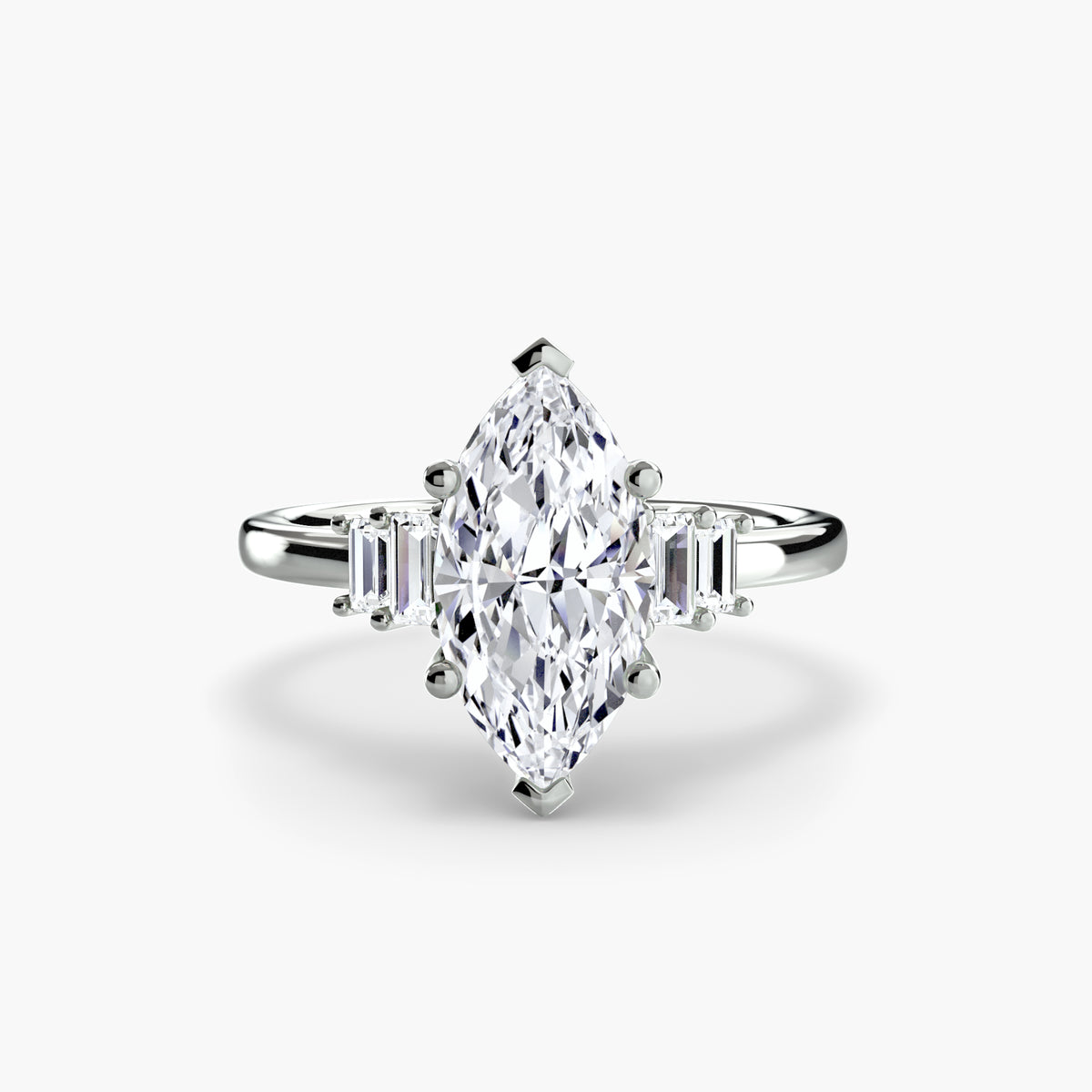 The "Gwendolyn" Solitaire with Baguette Accents