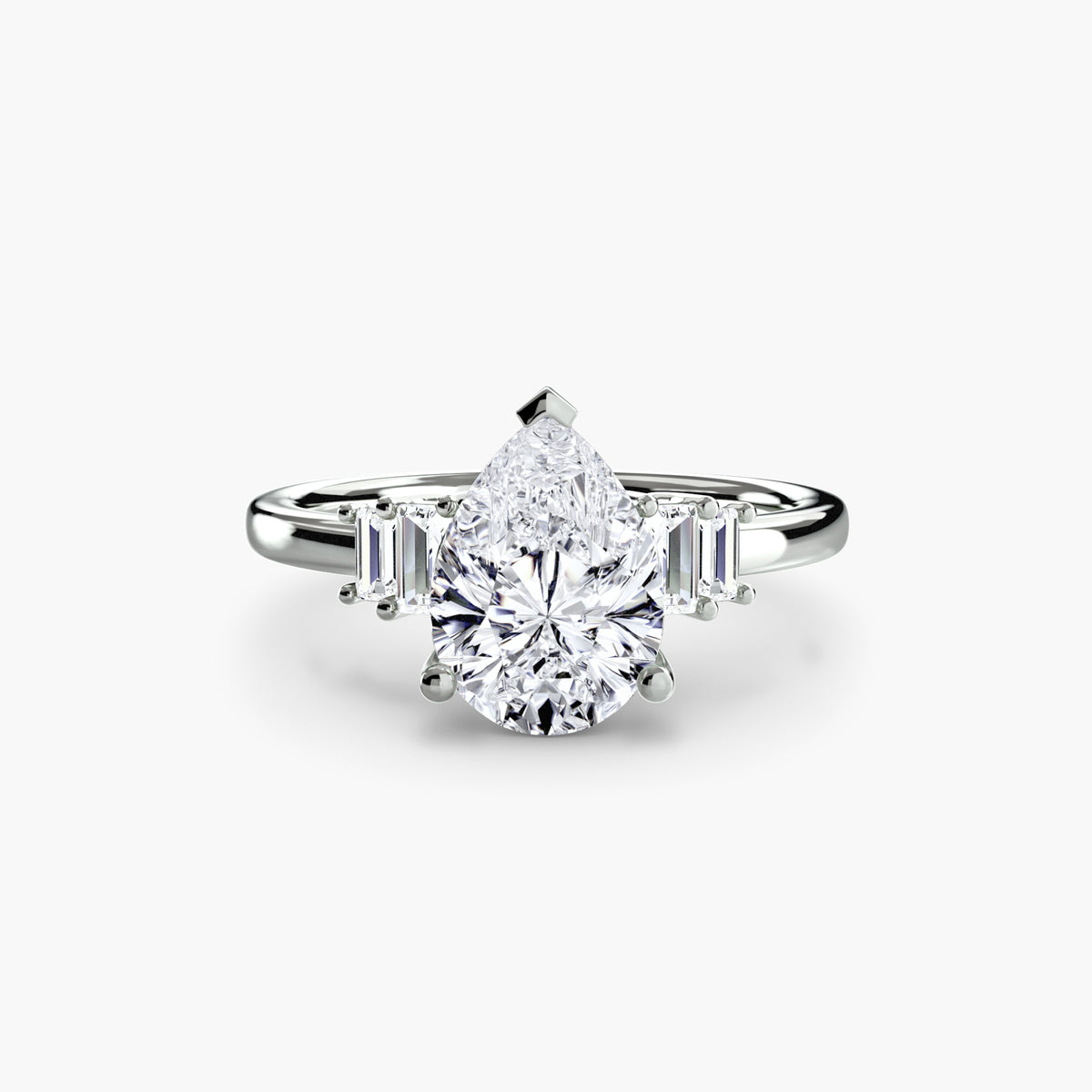 The "Gwendolyn" Solitaire with Baguette Accents