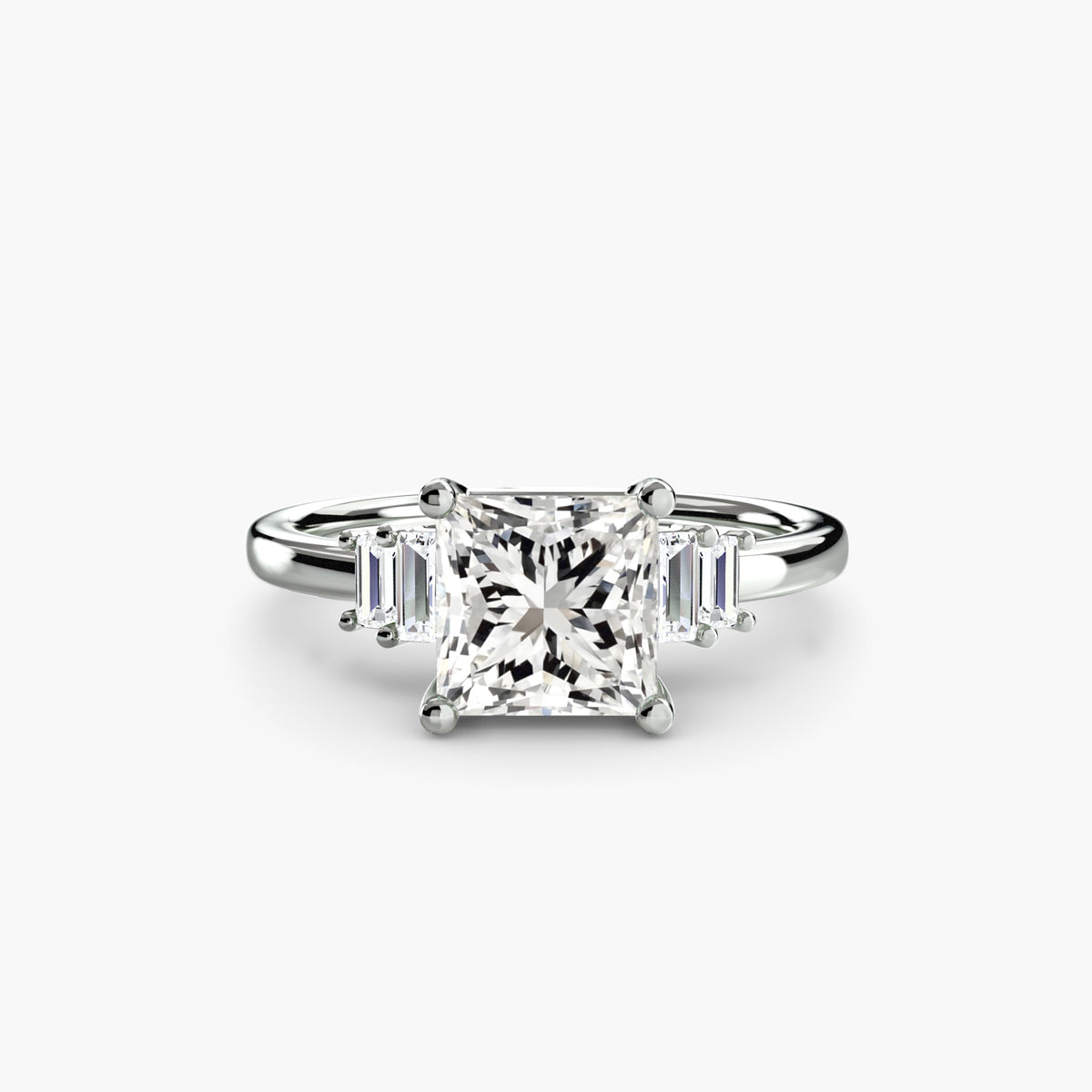 The "Gwendolyn" Solitaire with Baguette Accents