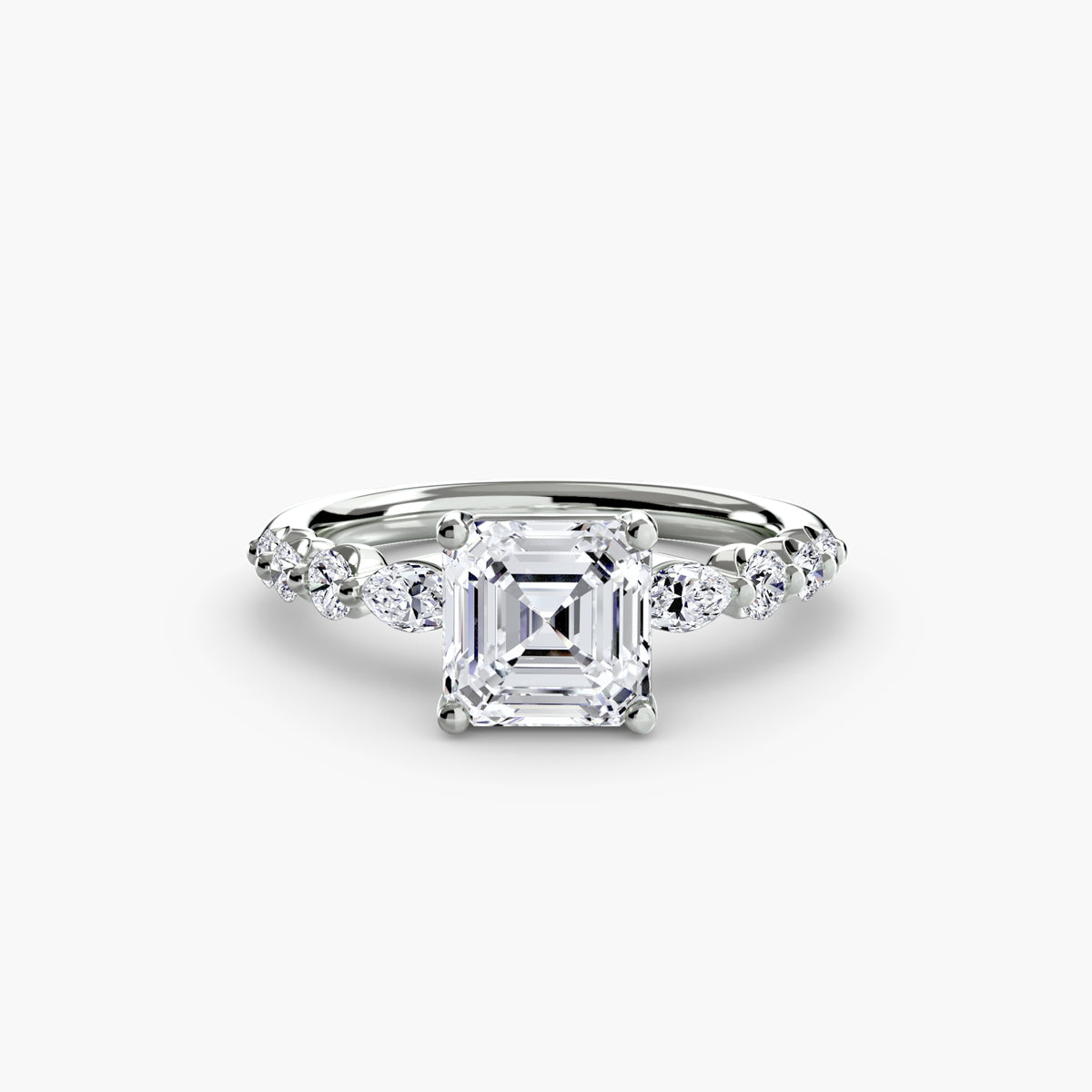 The "Jacqueline" Solitaire with Alternating Side Stones