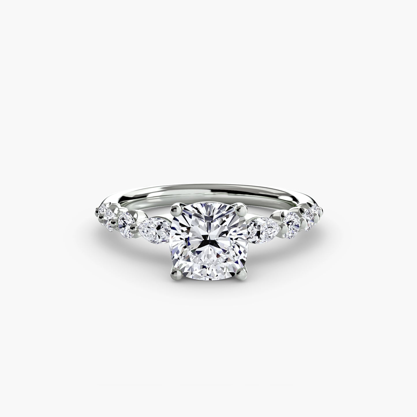 The "Jacqueline" Solitaire with Alternating Side Stones