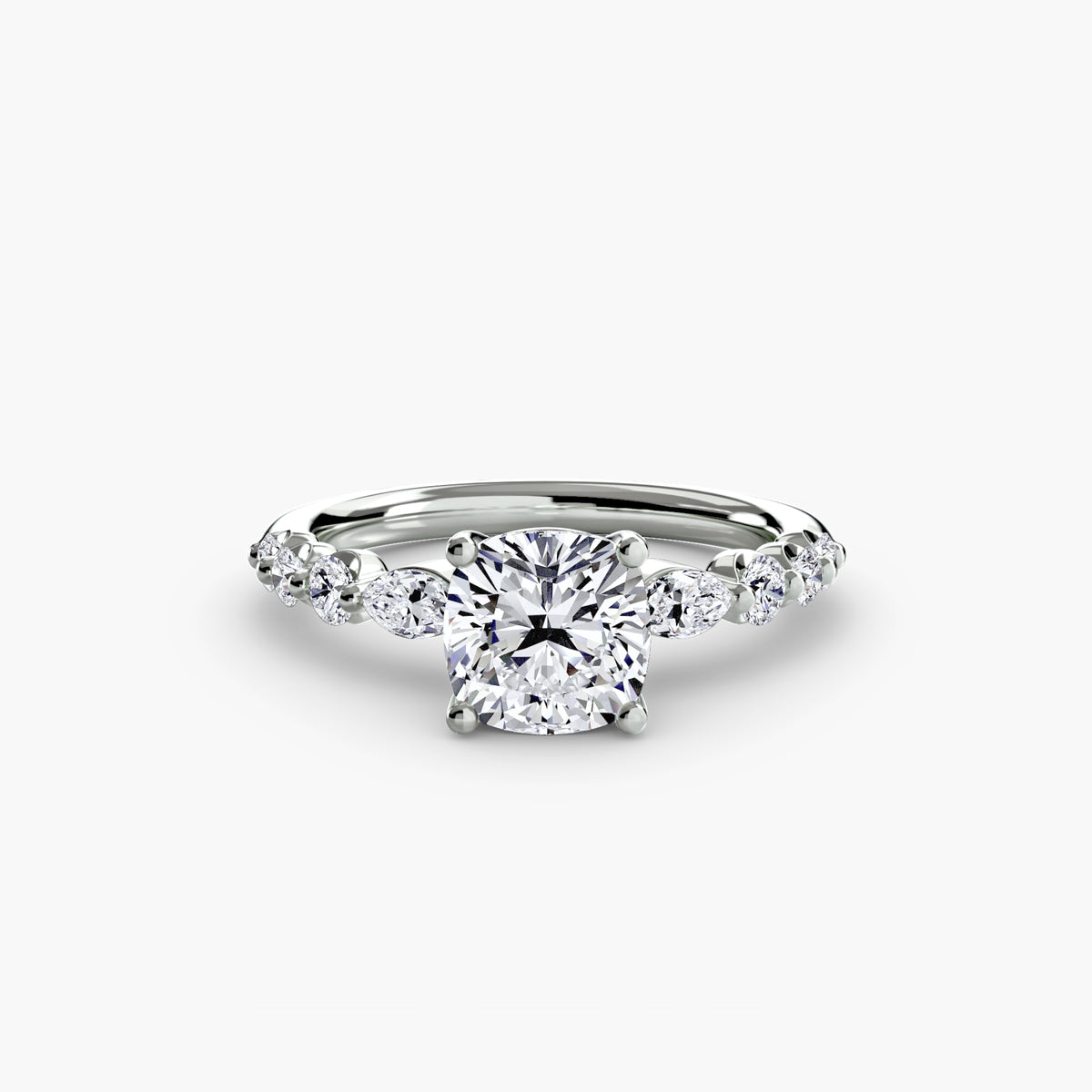 The "Jacqueline" Solitaire with Alternating Side Stones