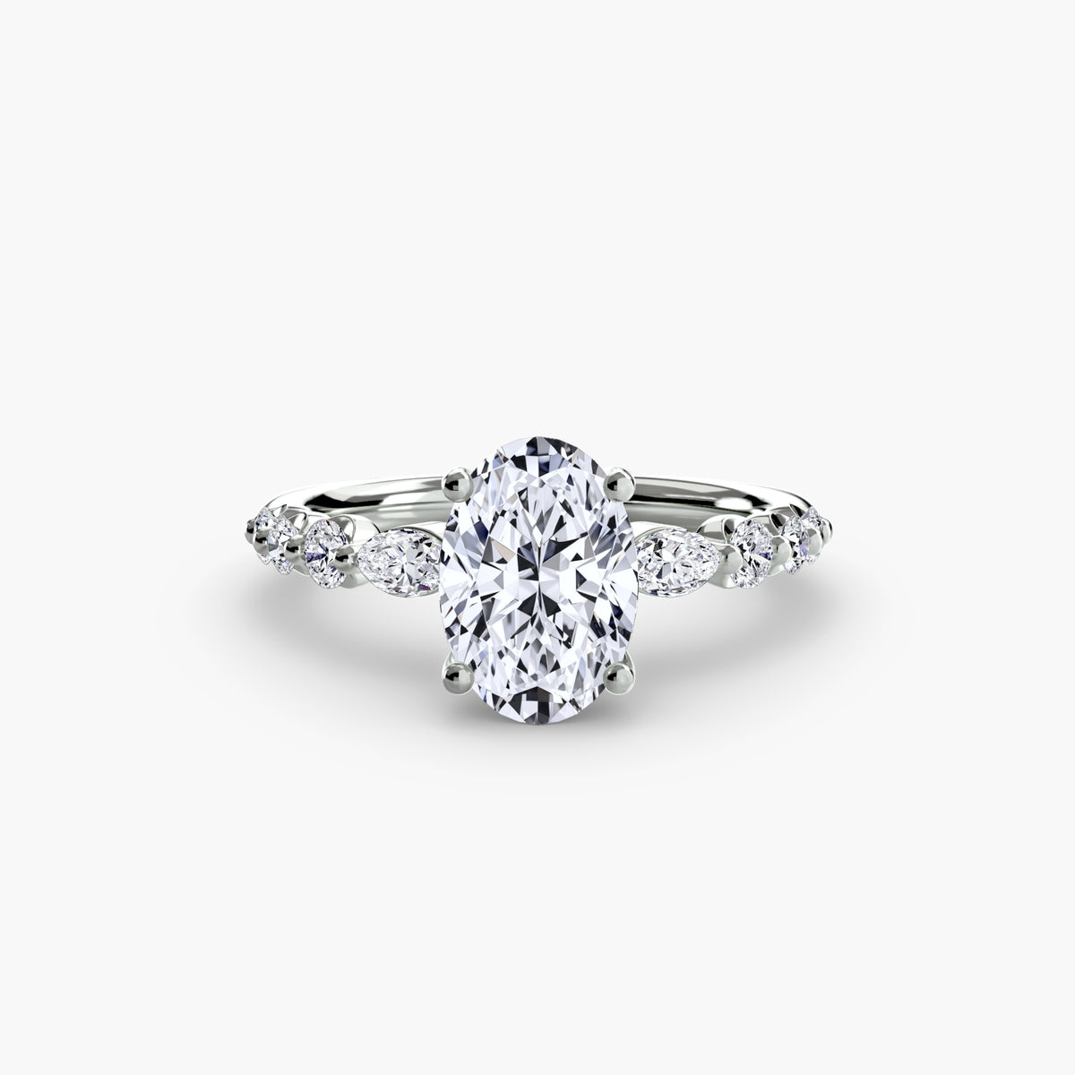 The "Jacqueline" Solitaire with Alternating Side Stones