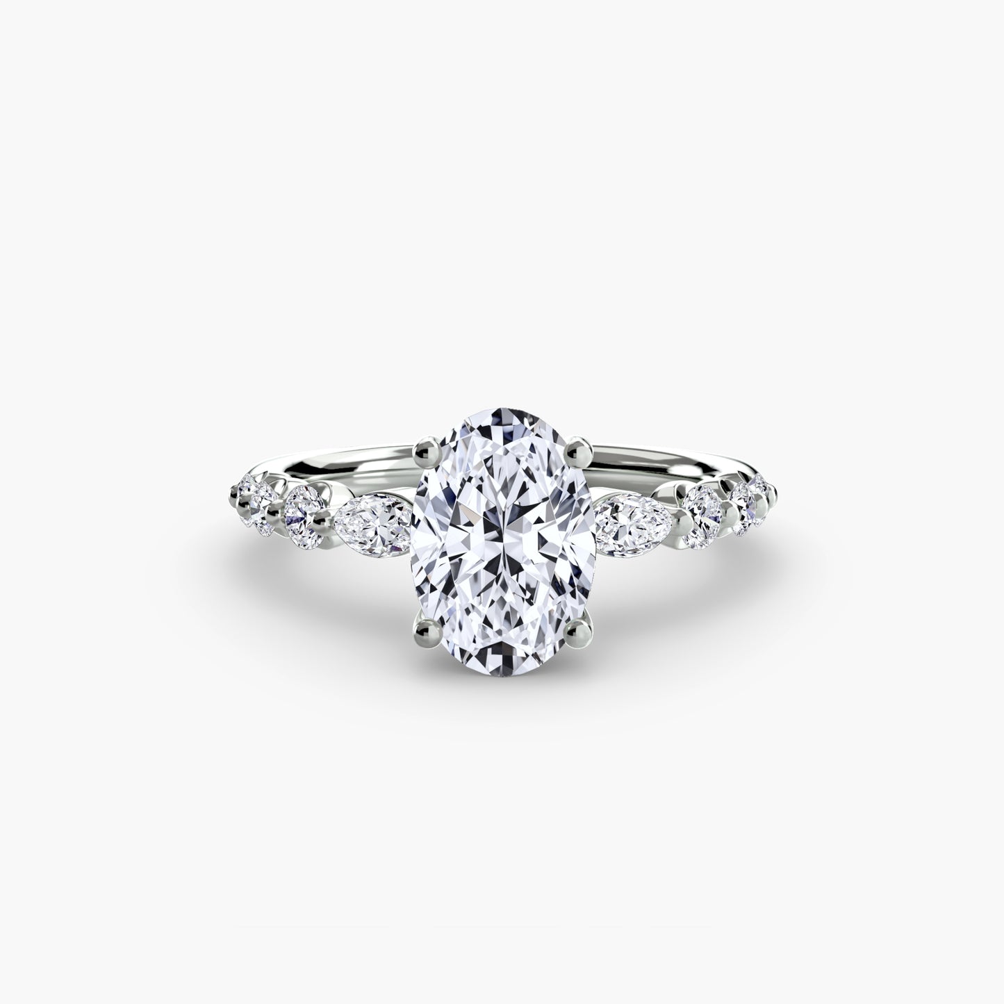 The "Jacqueline" Solitaire with Alternating Side Stones