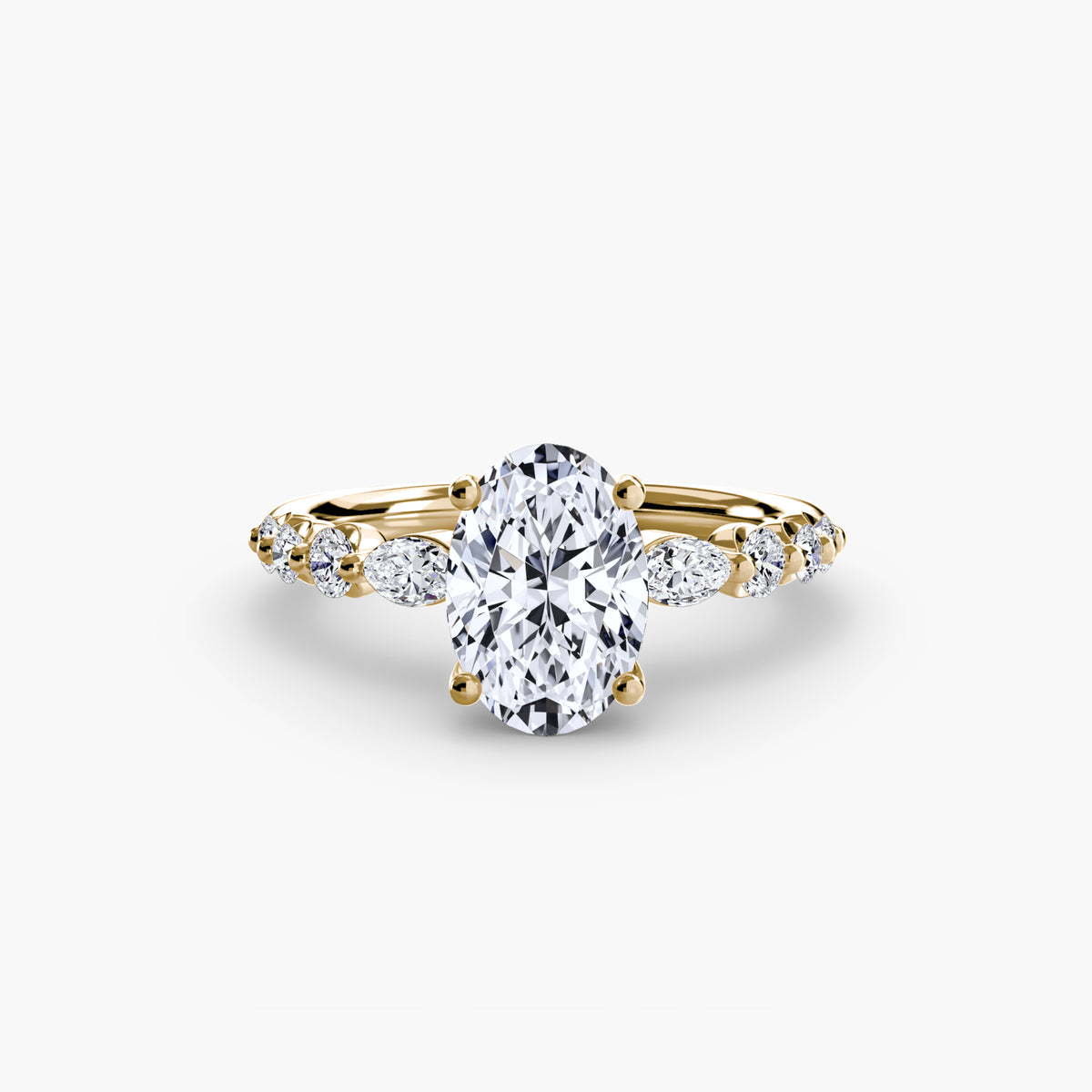 The "Jacqueline" Solitaire with Alternating Side Stones
