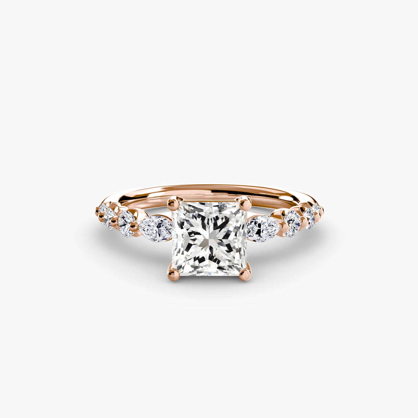 The "Jacqueline" Solitaire with Alternating Side Stones