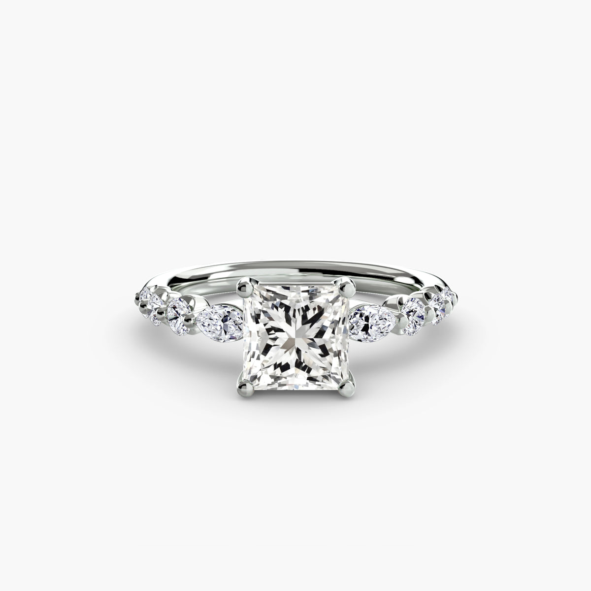 The "Jacqueline" Solitaire with Alternating Side Stones