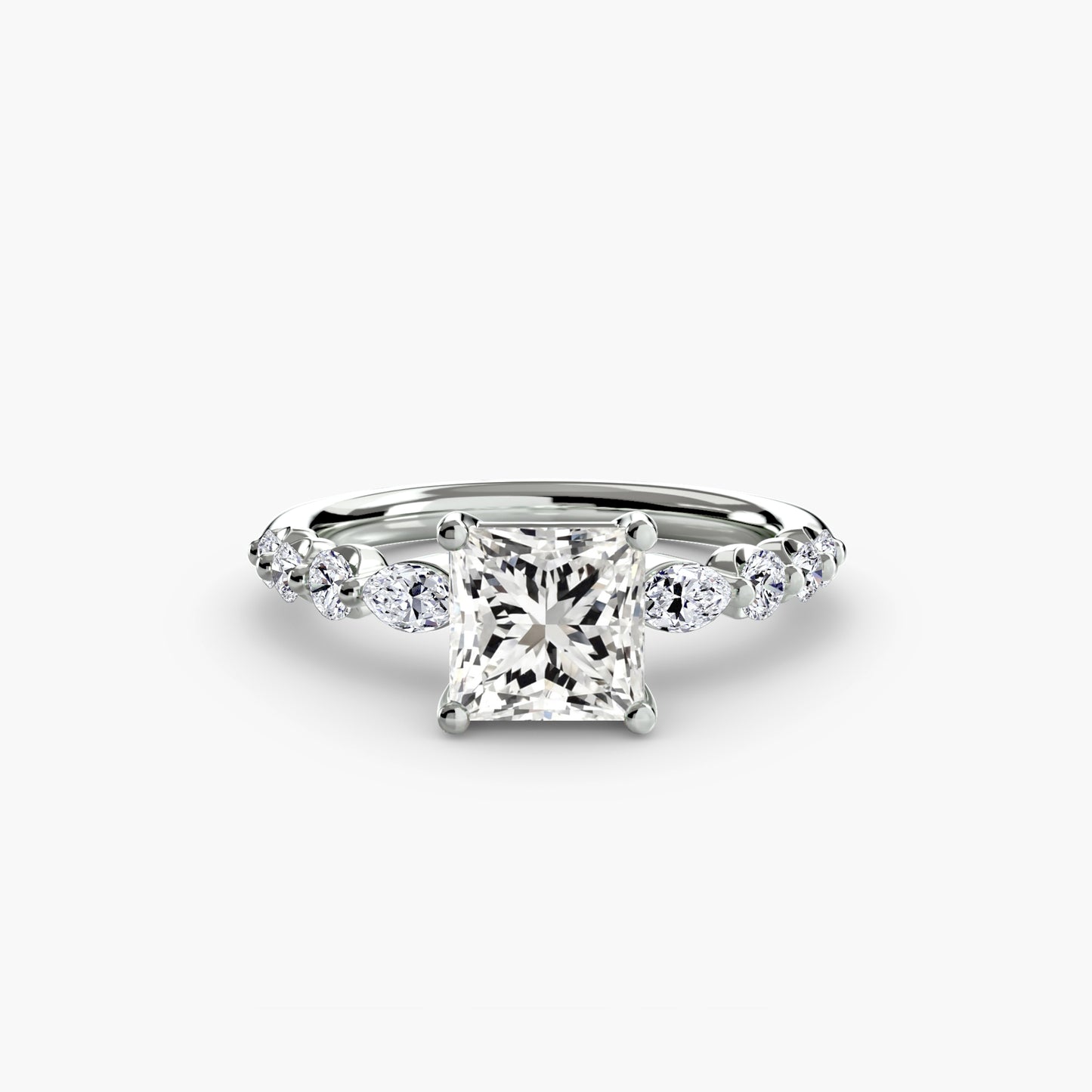 The "Jacqueline" Solitaire with Alternating Side Stones