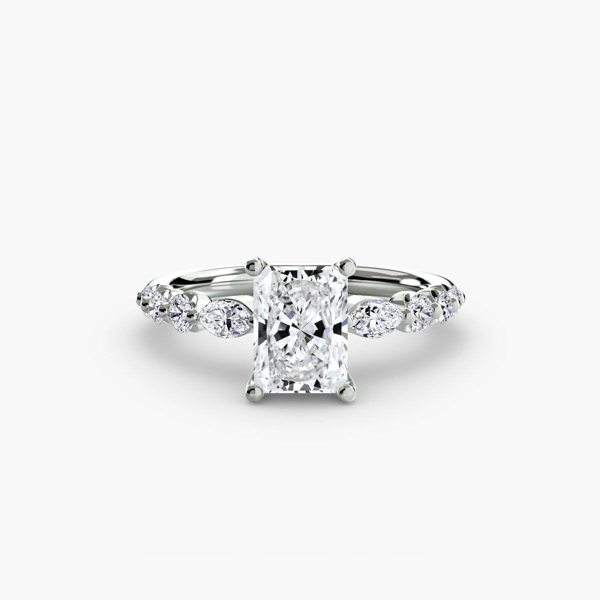 The "Jacqueline" Solitaire with Alternating Side Stones
