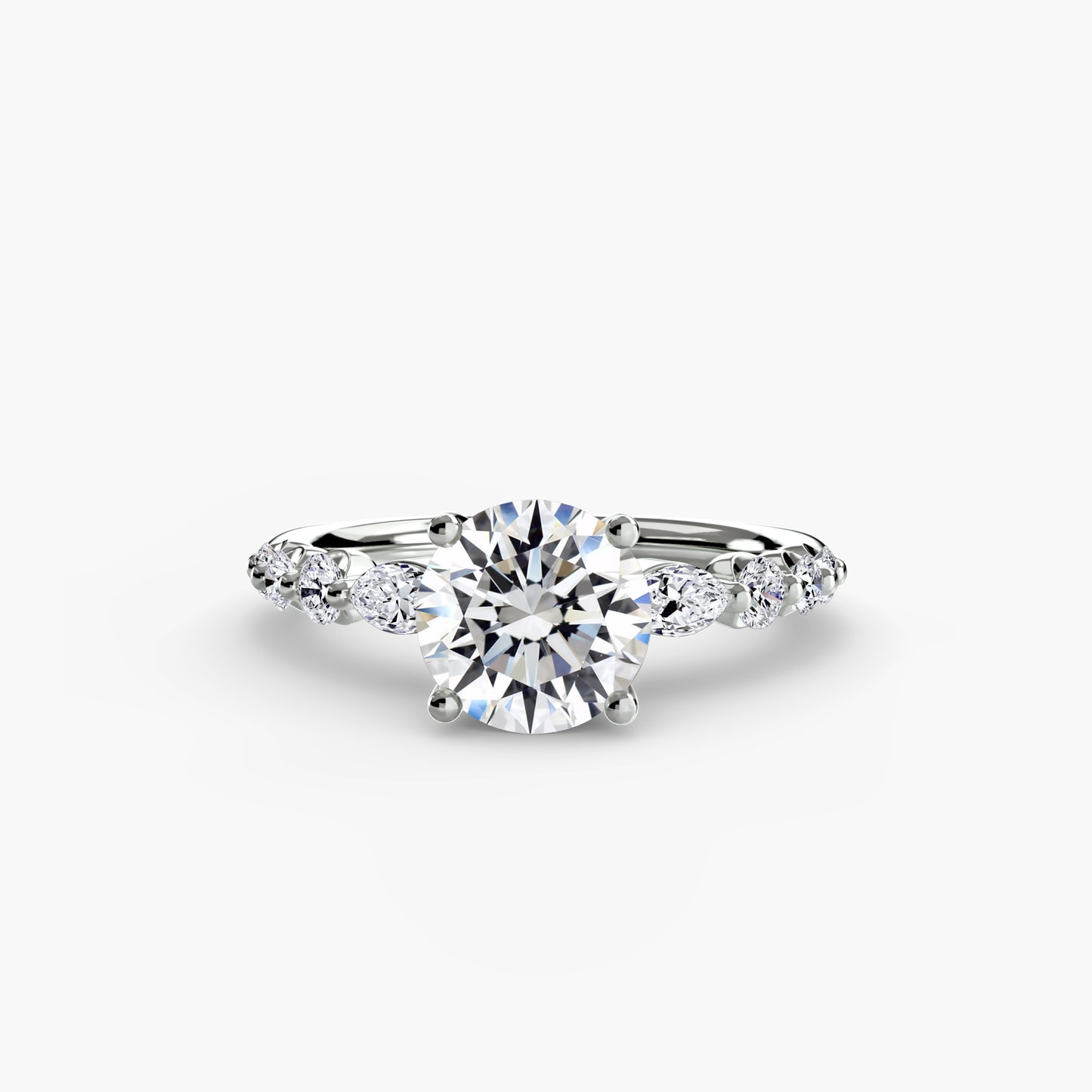 The "Jacqueline" Solitaire with Alternating Side Stones