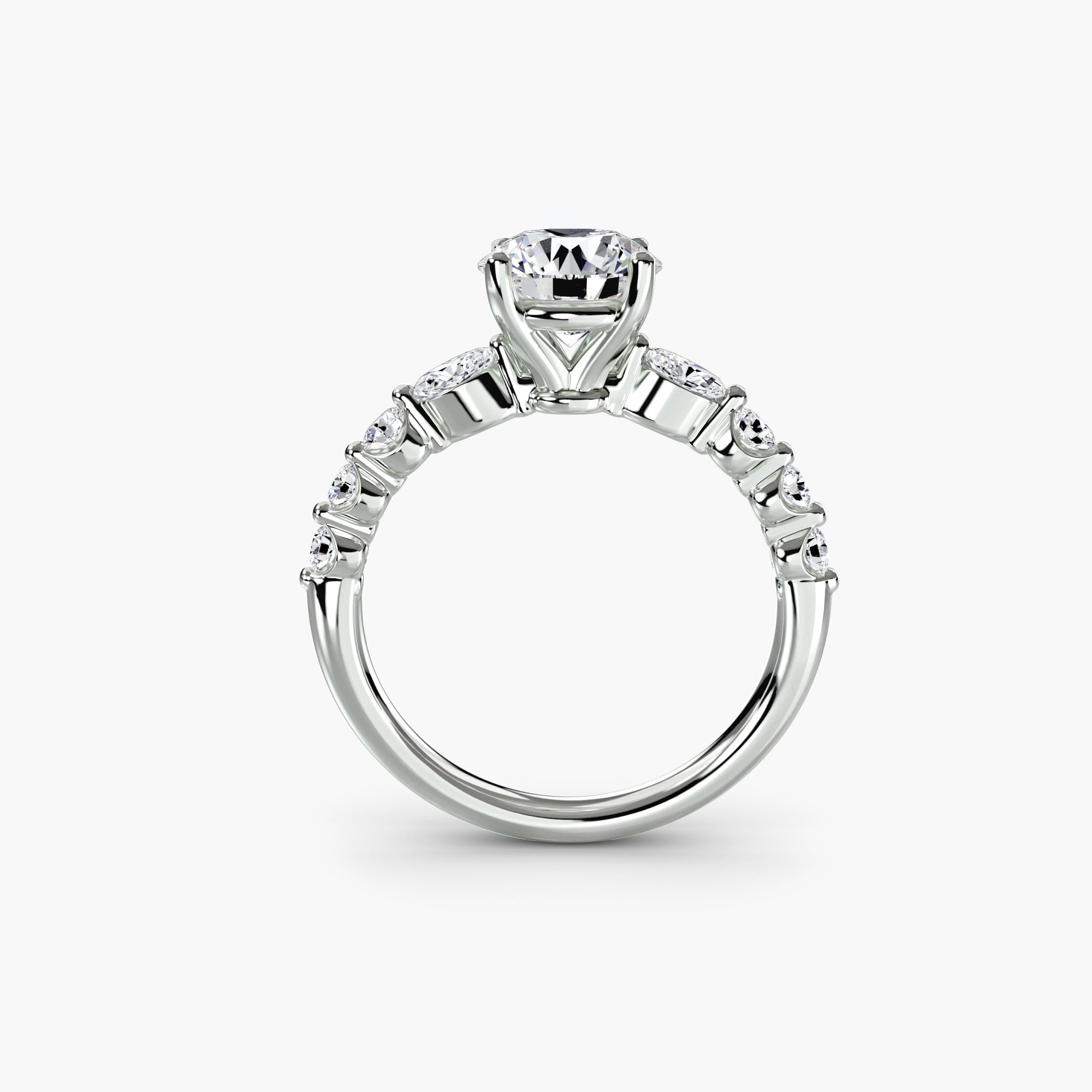 The "Jacqueline" Solitaire with Alternating Side Stones