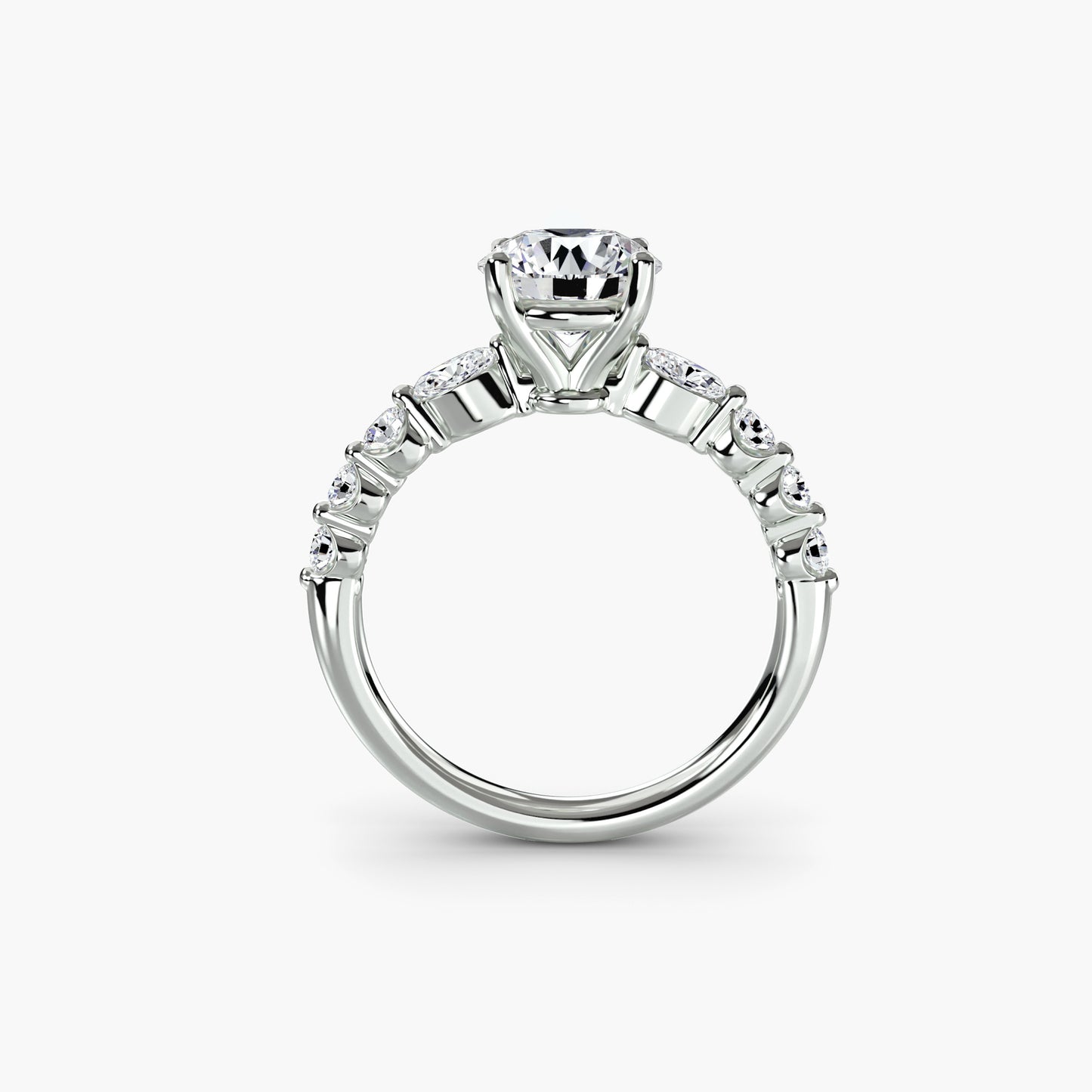 The "Jacqueline" Solitaire with Alternating Side Stones