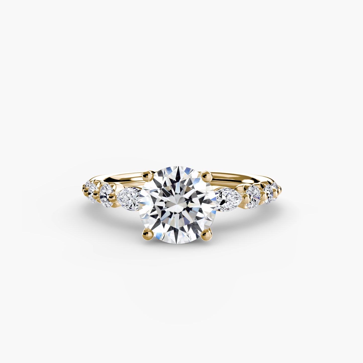 The "Jacqueline" Solitaire with Alternating Side Stones